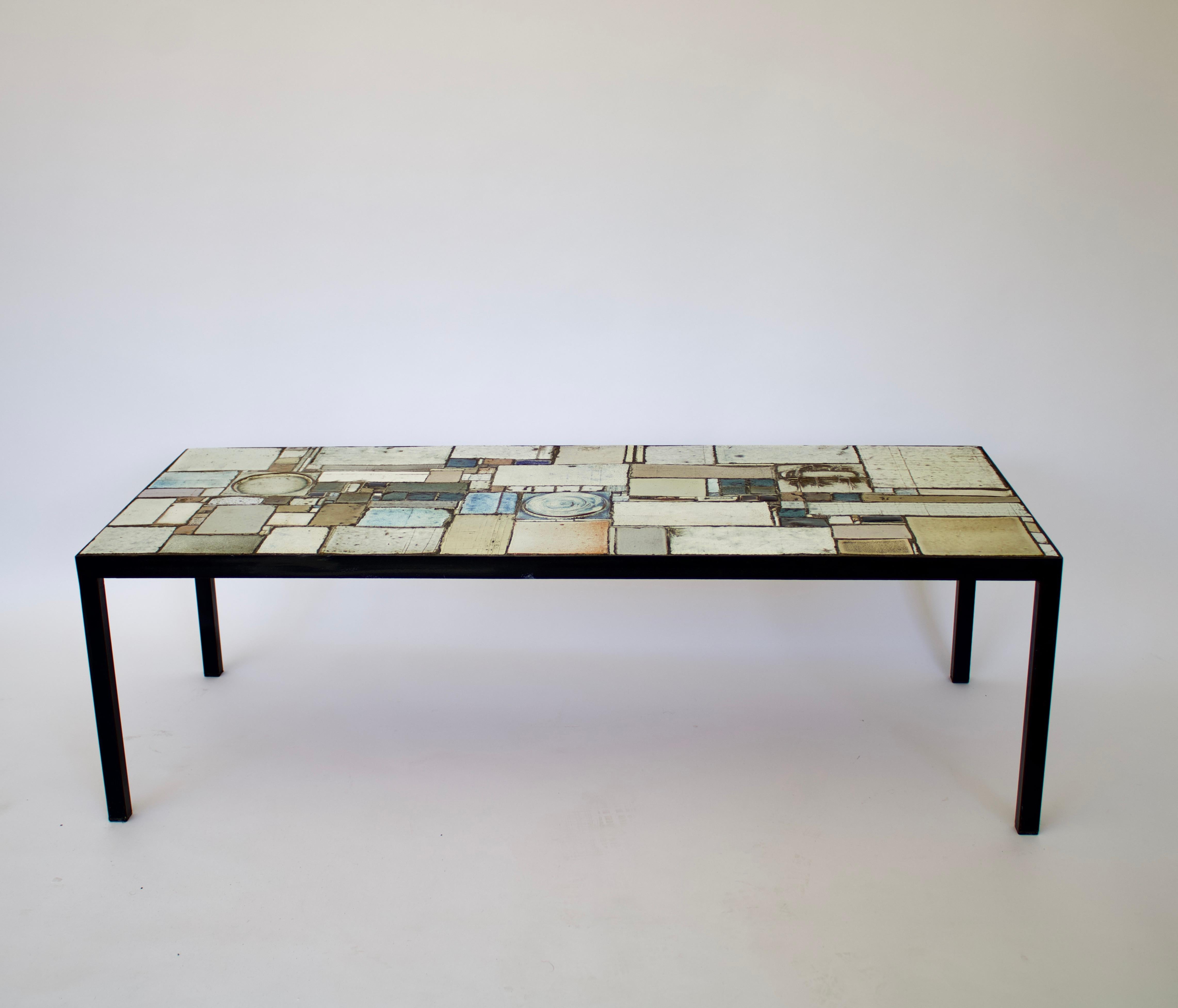 Mid-Century Modern Pia Manu Ceramic Tile Mosaic Belgian Coffee Table