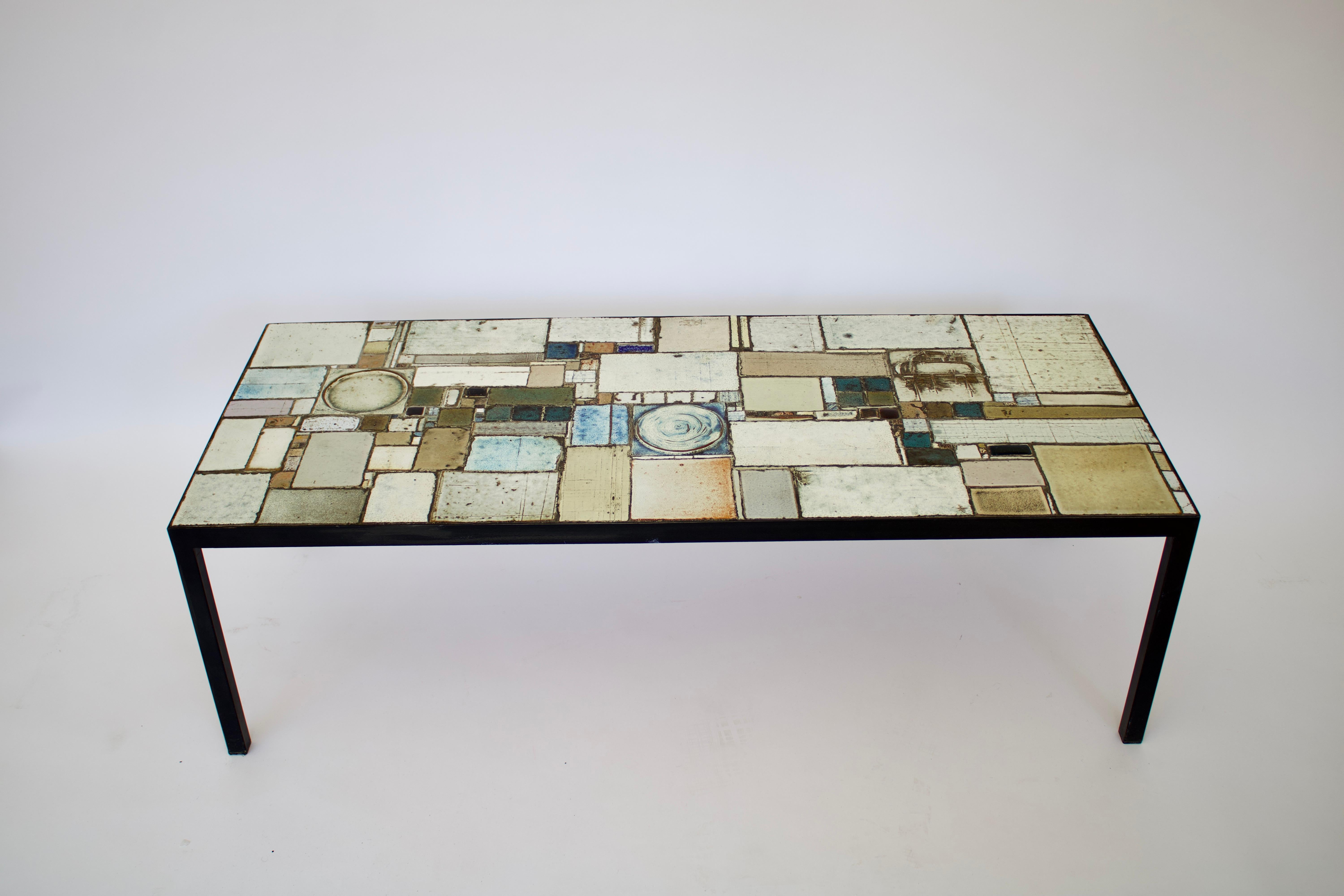Pia Manu Ceramic Tile Mosaic Belgian Coffee Table In Good Condition In Chicago, IL