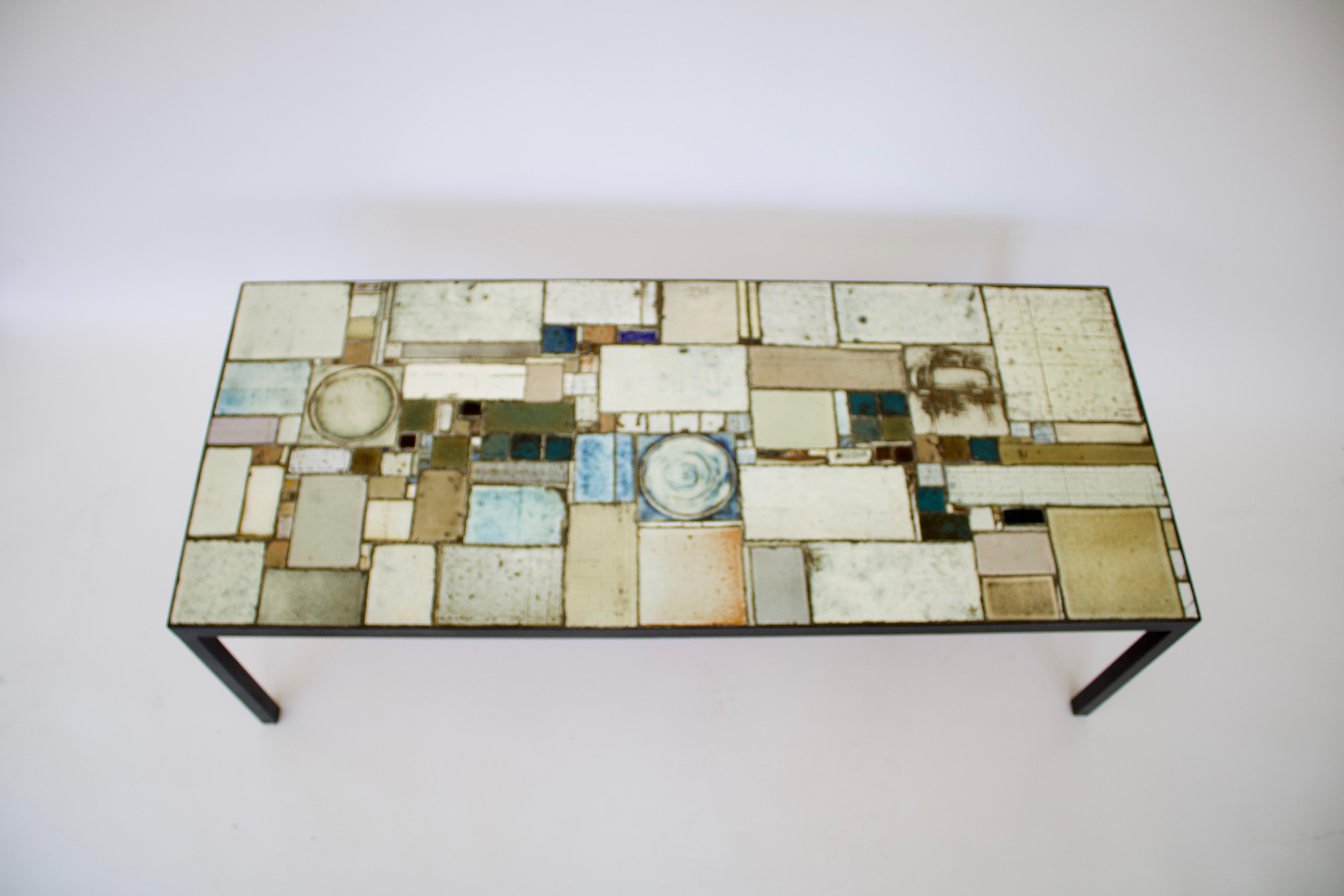 Mid-20th Century Pia Manu Ceramic Tile Mosaic Belgian Coffee Table