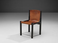 Chaise Pia Manu en cuir patiné cognac d'origine