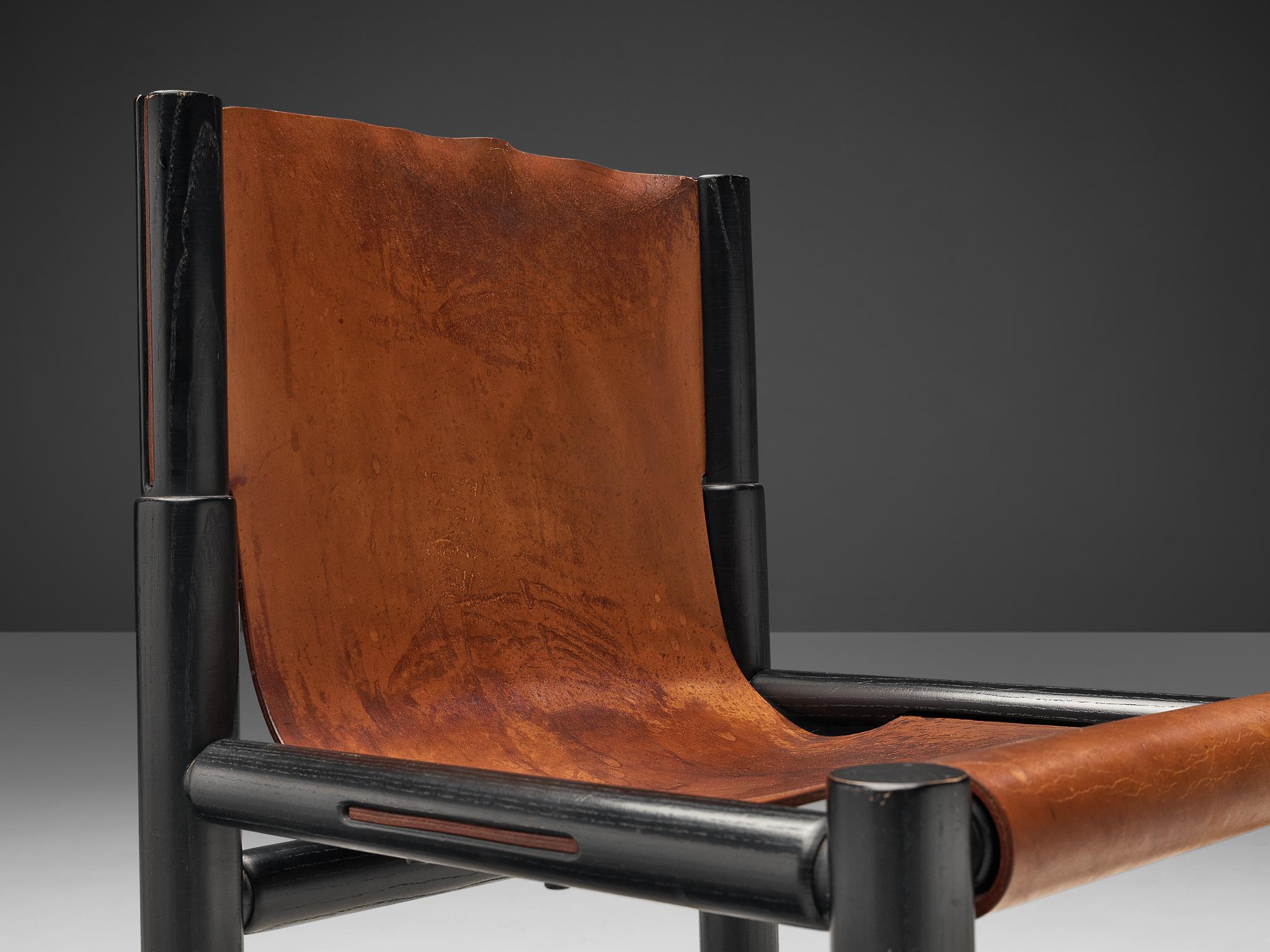 Late 20th Century Pia Manu Chair in Original Patinated Cognac Leather