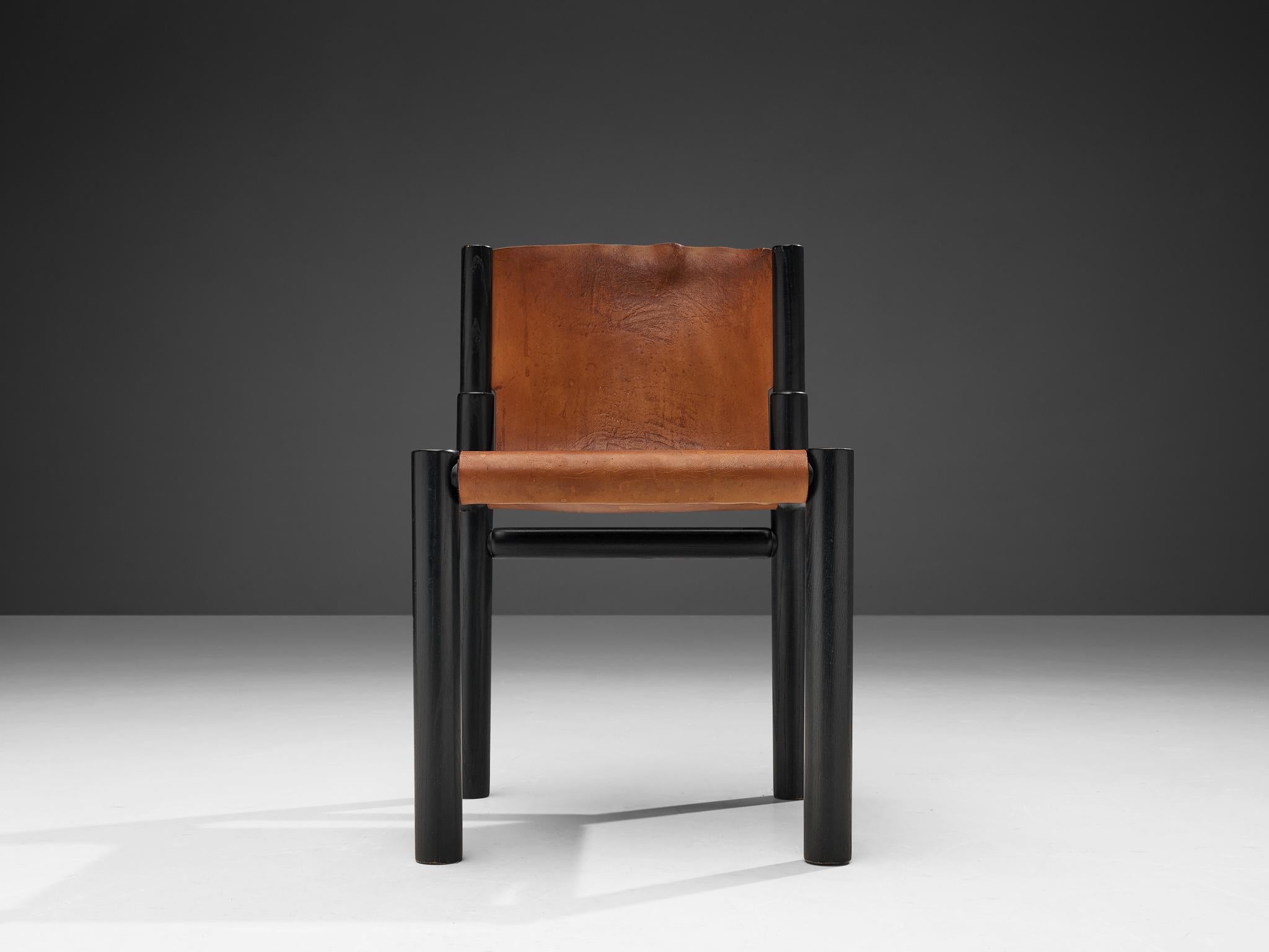 Pia Manu Chair in Original Patinated Cognac Leather 1