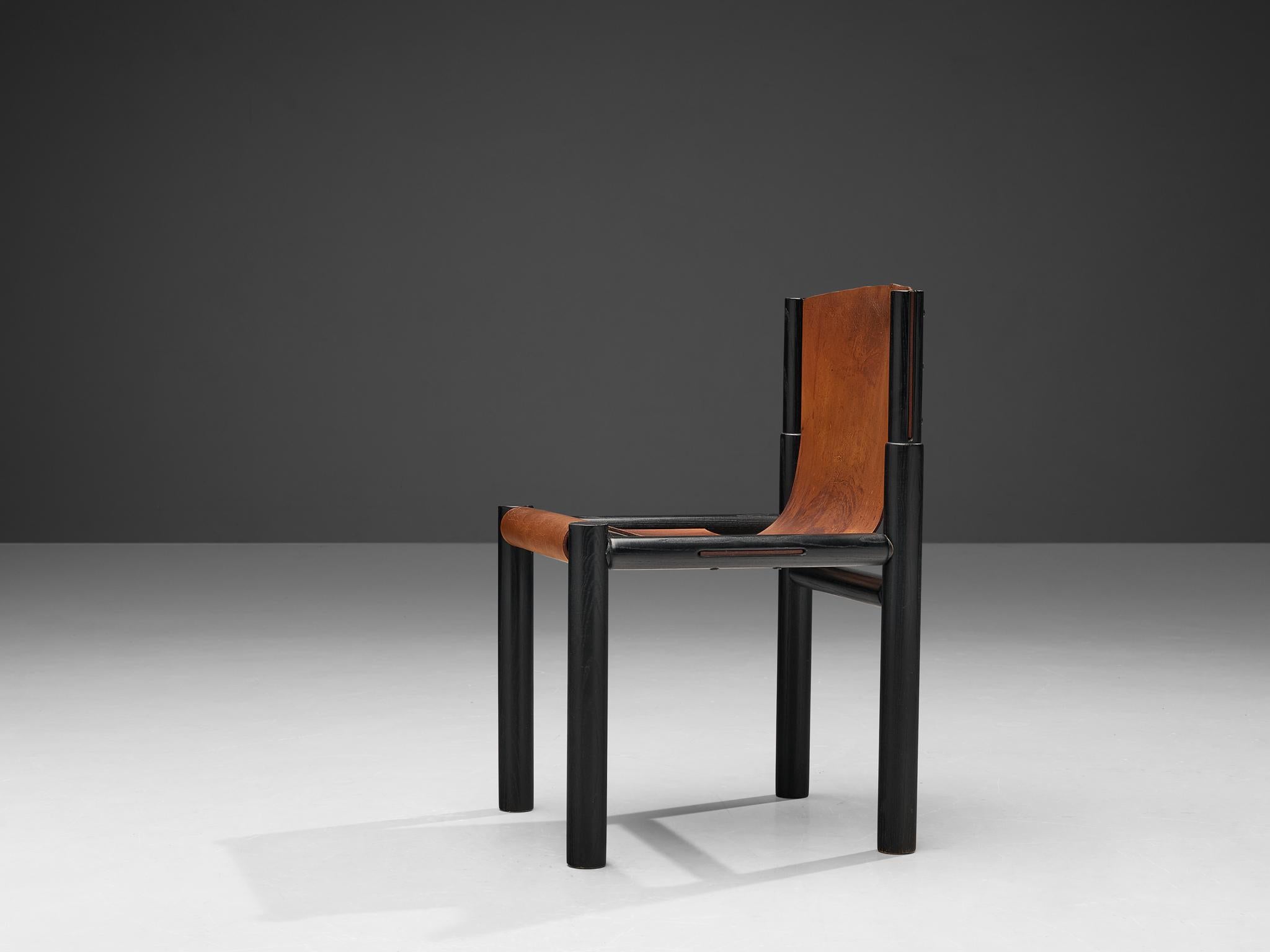Pia Manu Chair in Original Patinated Cognac Leather 3
