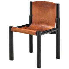 Pia Manu Stuhl aus patiniertem cognacfarbenem Original-Leder