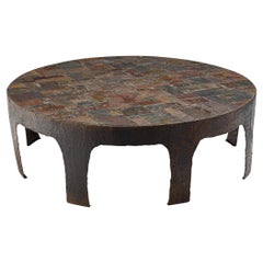 Pia Manu Hand Crafted Coffee Table with Natural Stone Mosaic and Iron