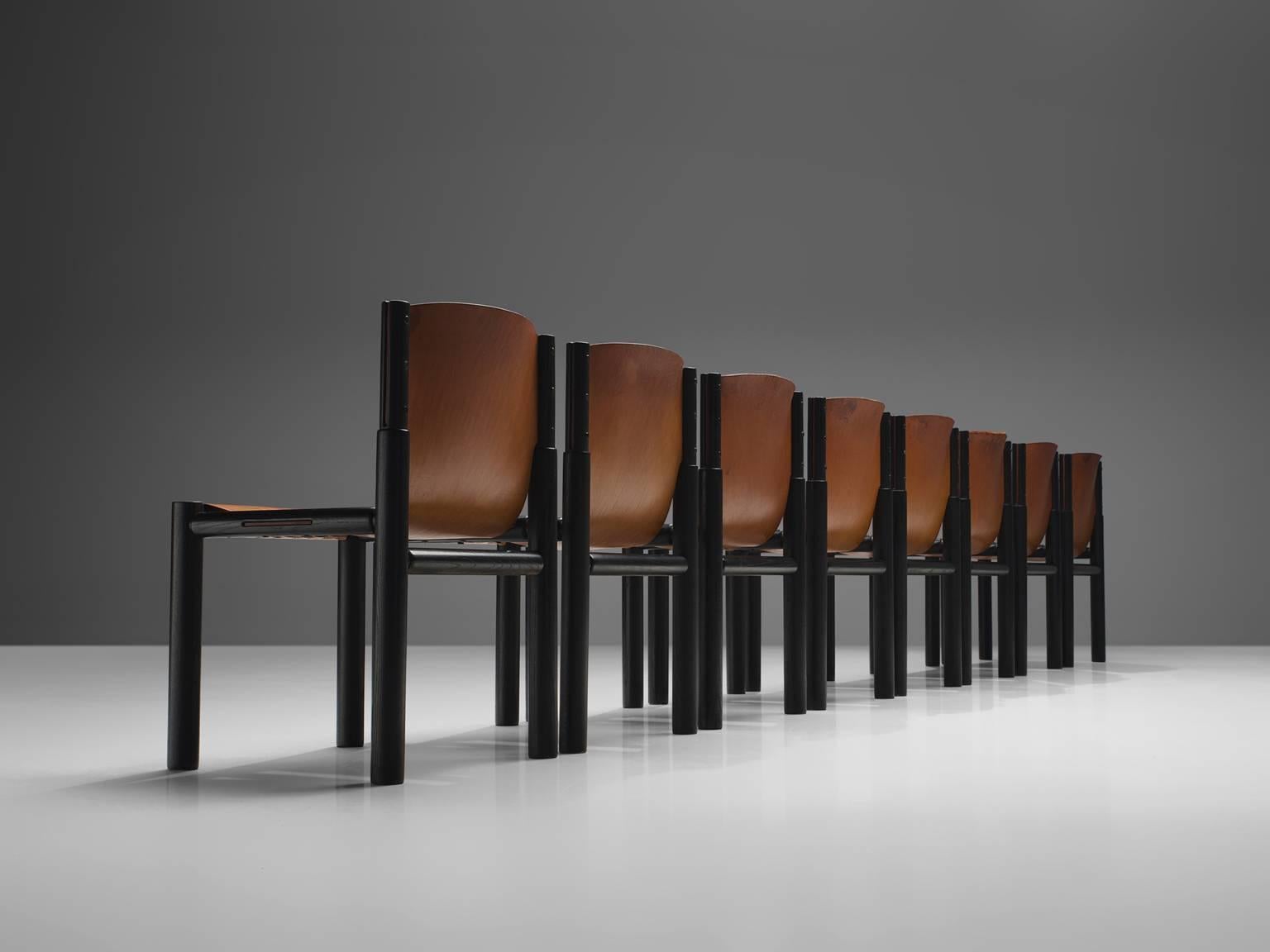 Mid-Century Modern Pia Manu Original Patinated Cognac Leather Chairs