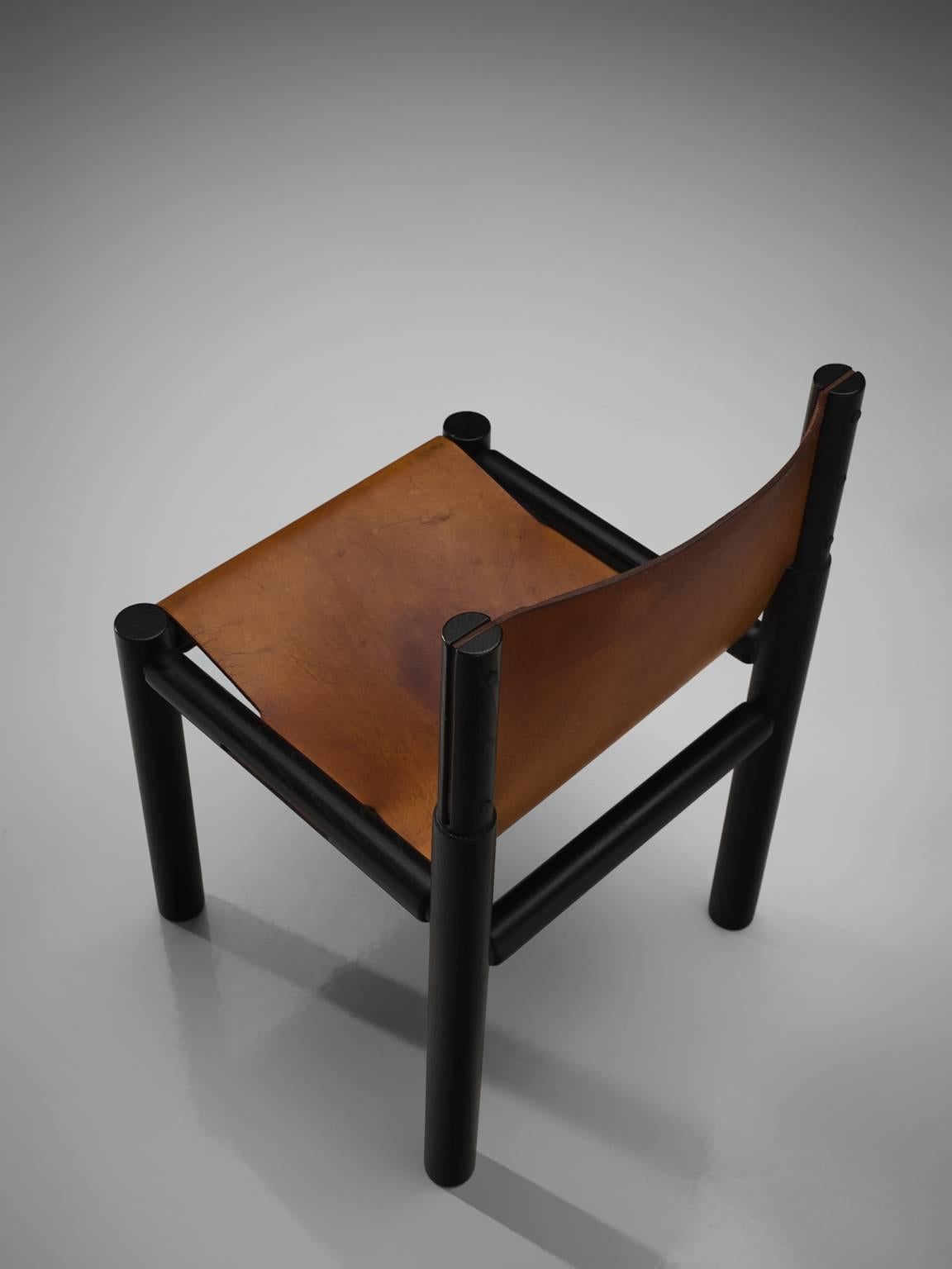 Pia Manu Original Patinated Cognac Leather Chairs 3