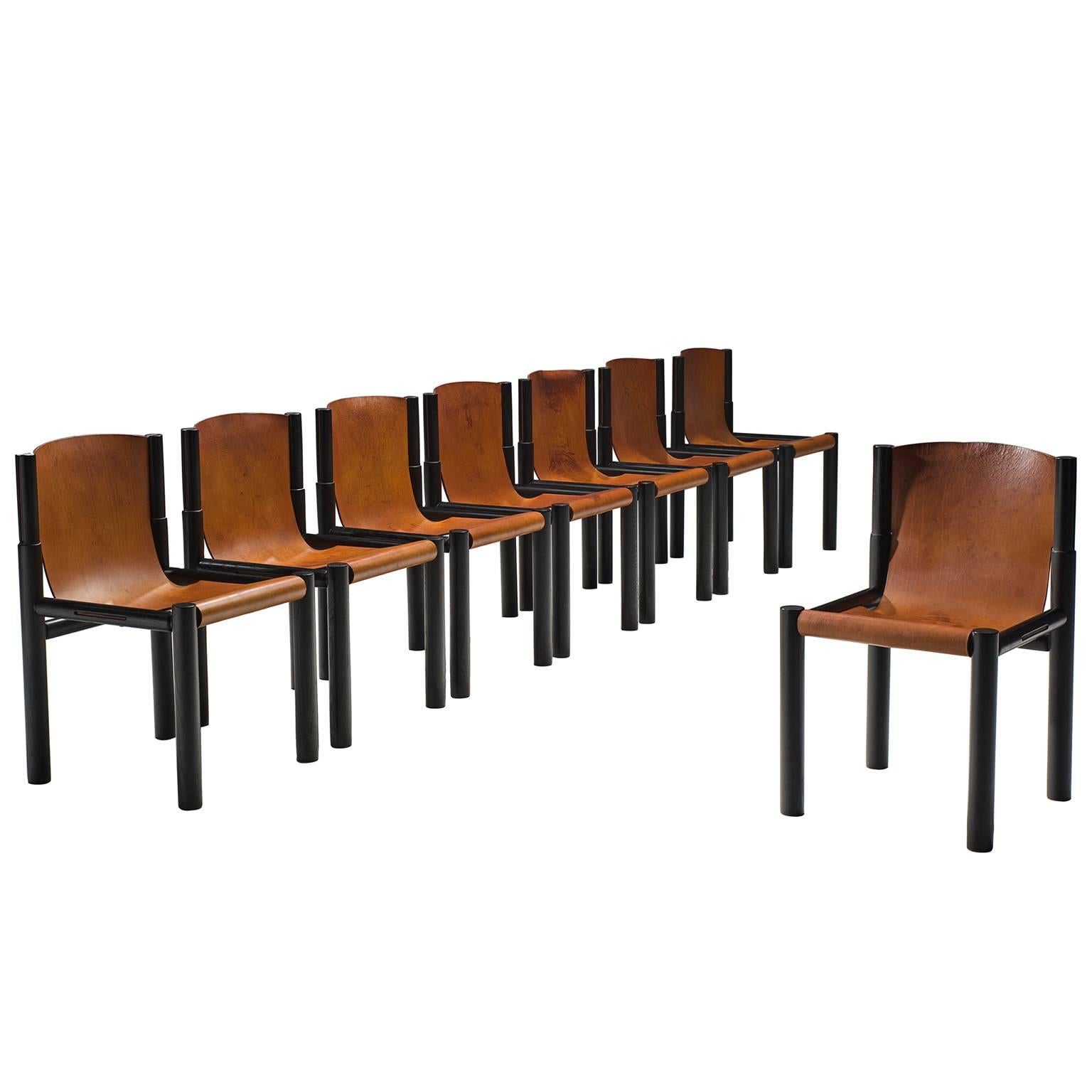 Pia Manu Original Patinated Cognac Leather Chairs