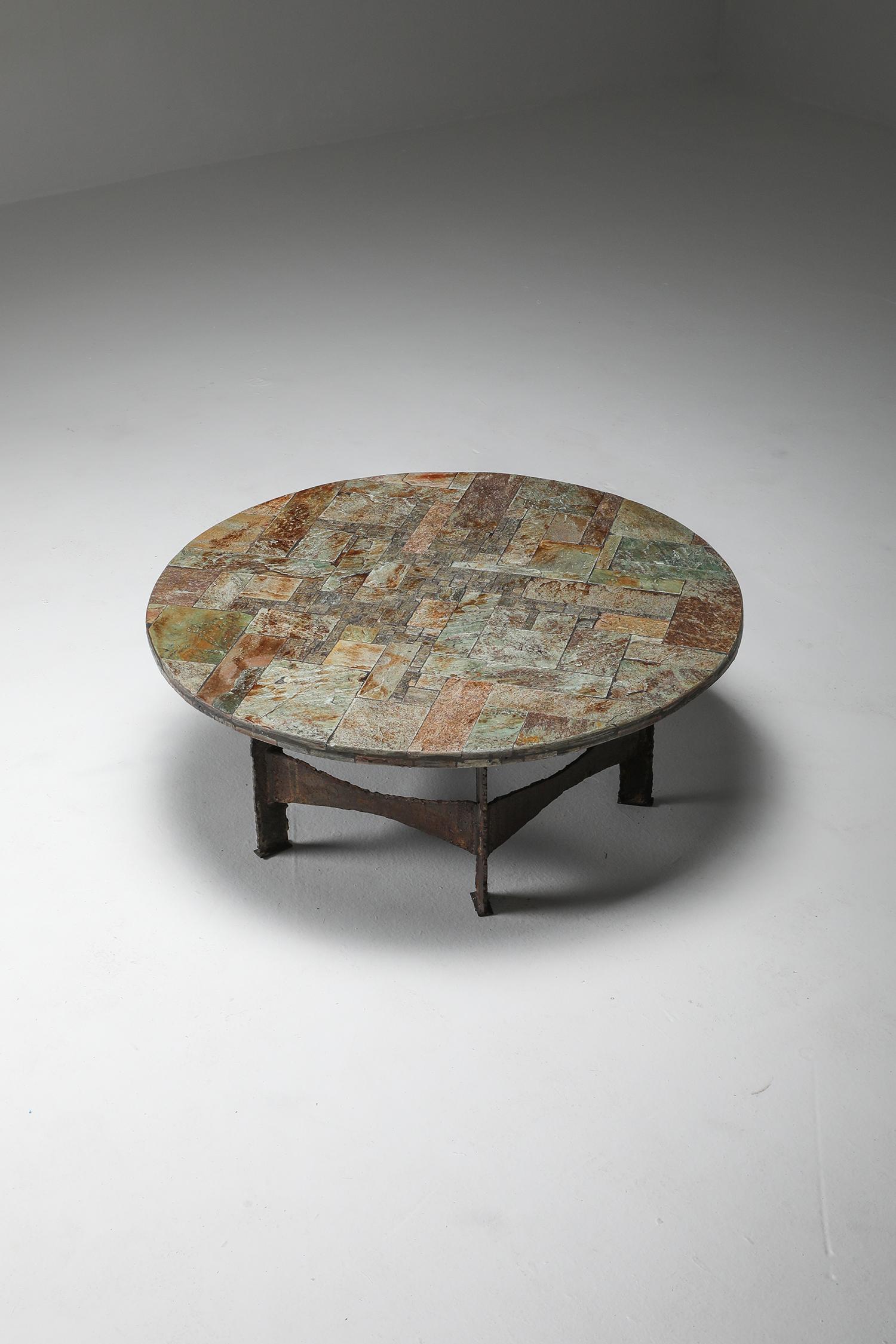 Pia Manu Round Slate Mosaic Coffee Table 3