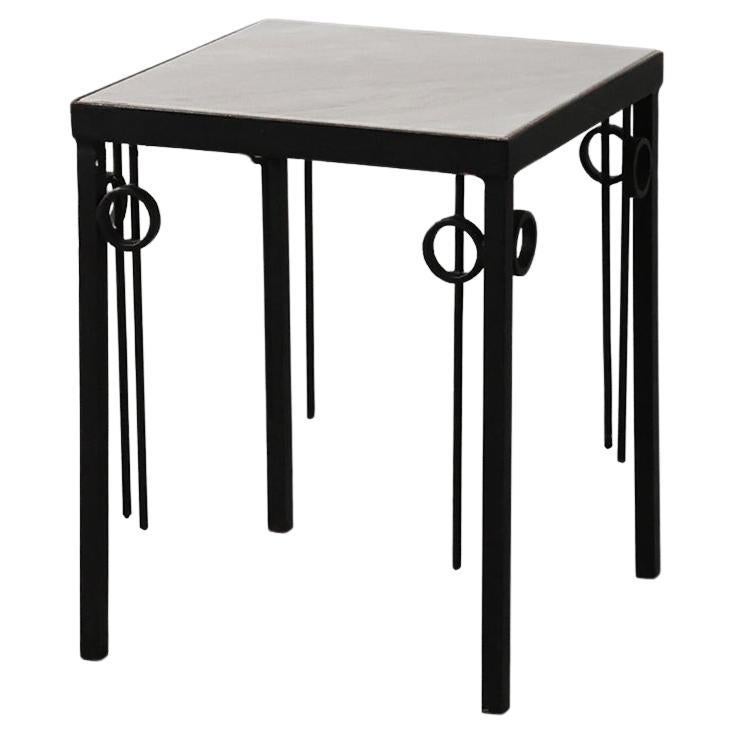 Table d'appoint carrée en fonte et marbre de Pia Manu, Belgique années 1960 en vente