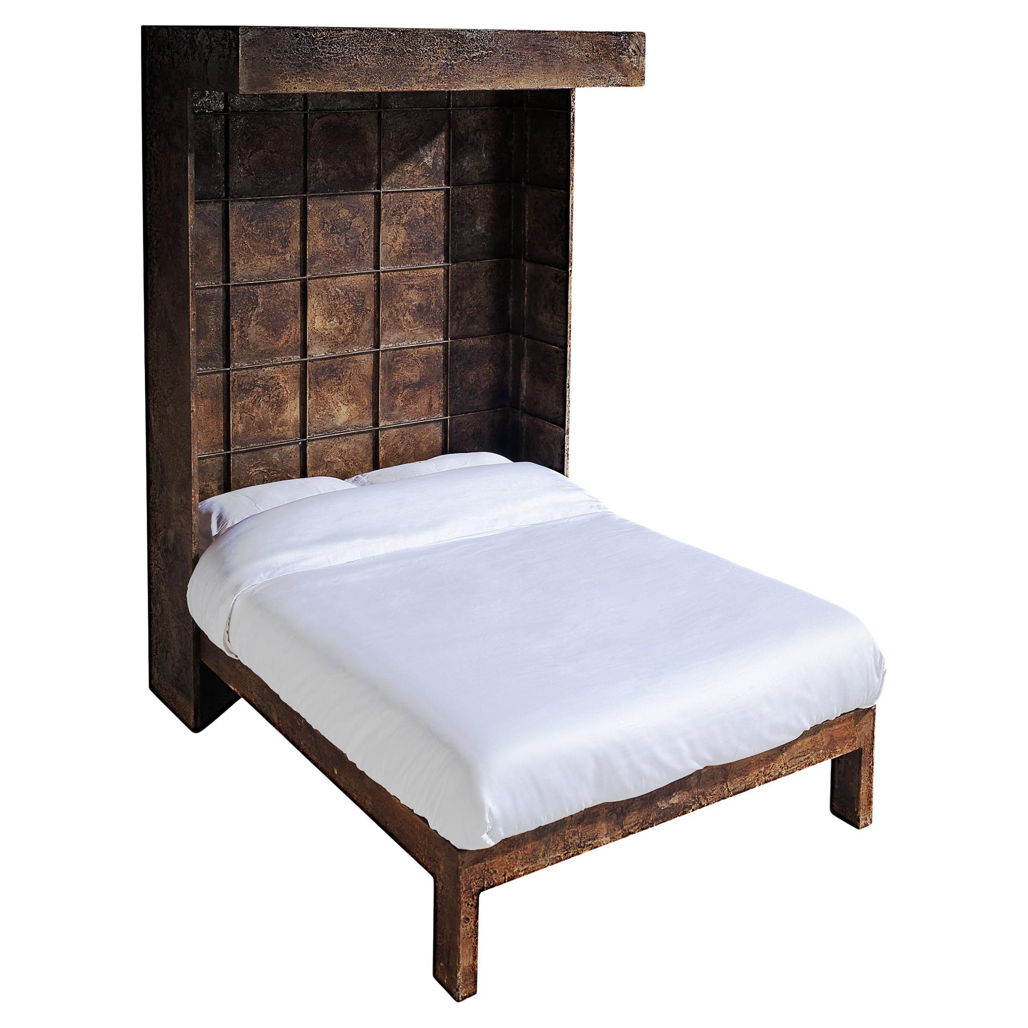Pia Manu Unique Handcrafted Double Bed in Wrought Iron  For Sale