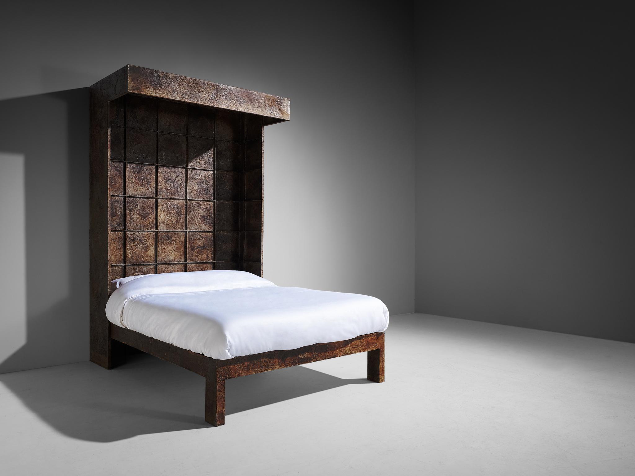 Mid-20th Century Pia Manu Unique Handcrafted Kingsize Bed in Wrought Iron