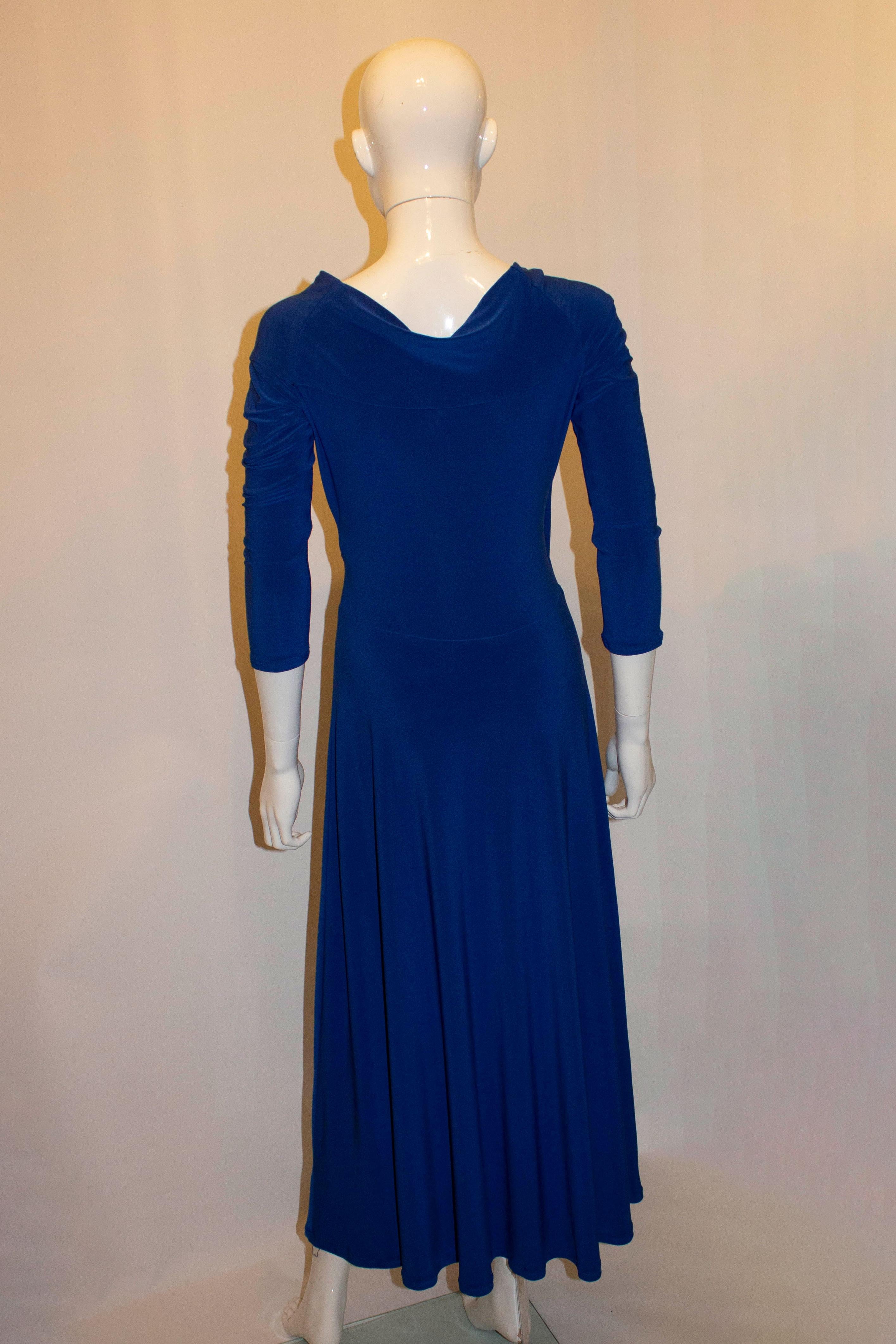 Black Pia Michi Blue  Silk Jersey Dress For Sale