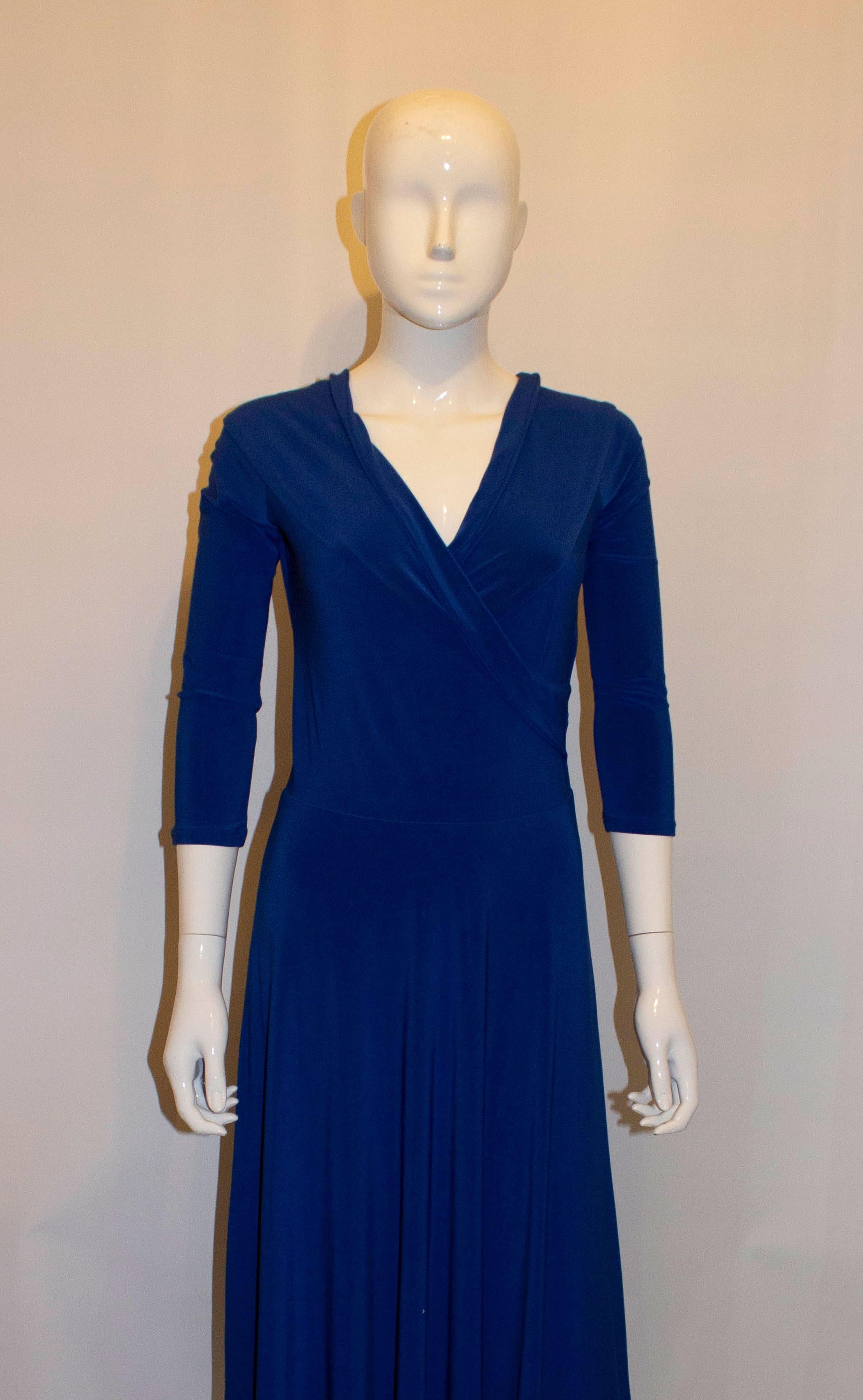Pia Michi Blue  Silk Jersey Dress For Sale 1