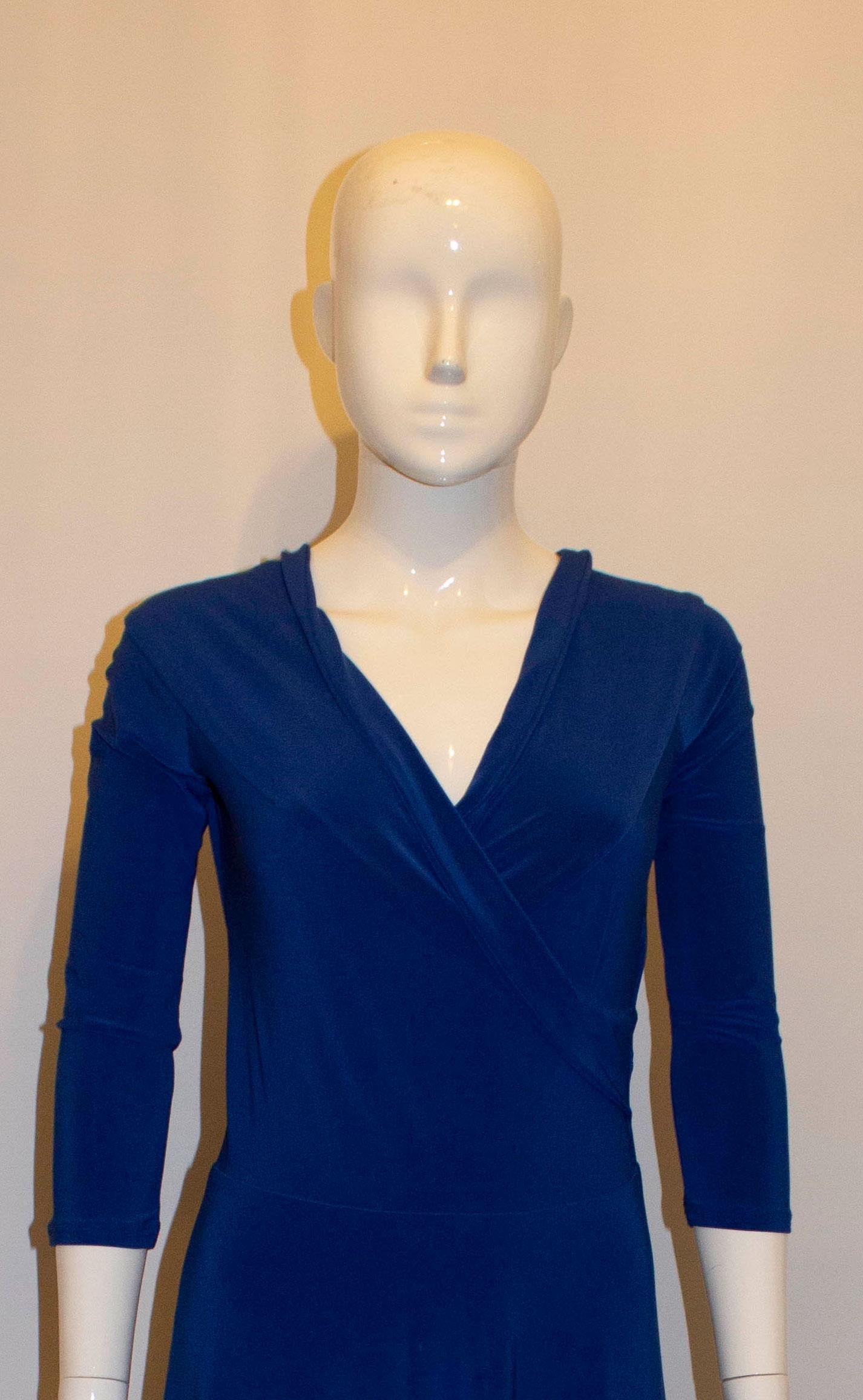 Pia Michi Blue  Silk Jersey Dress For Sale 2
