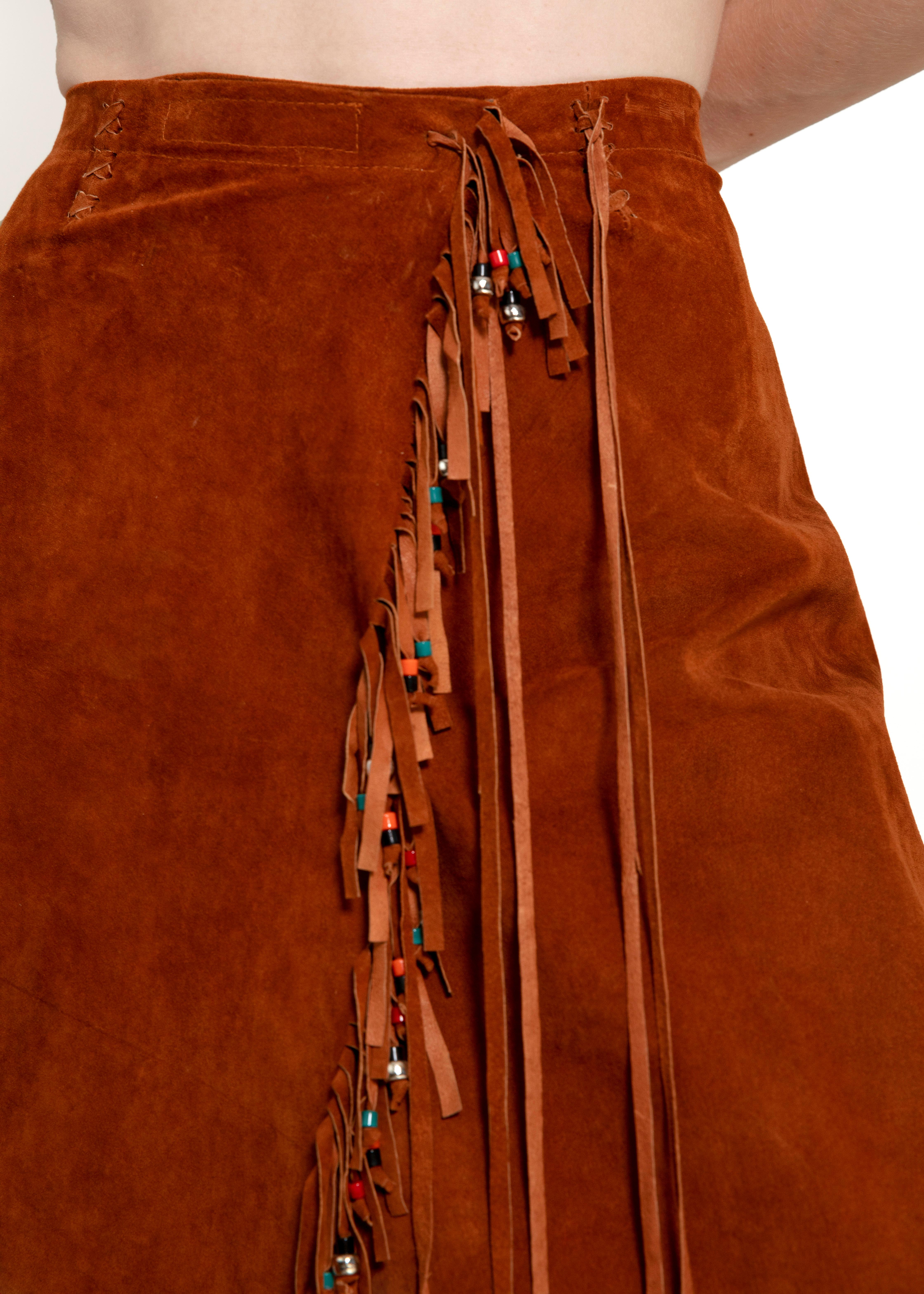 Pia Rucci Leather Fringe skirt In Excellent Condition For Sale In Los Angeles, CA