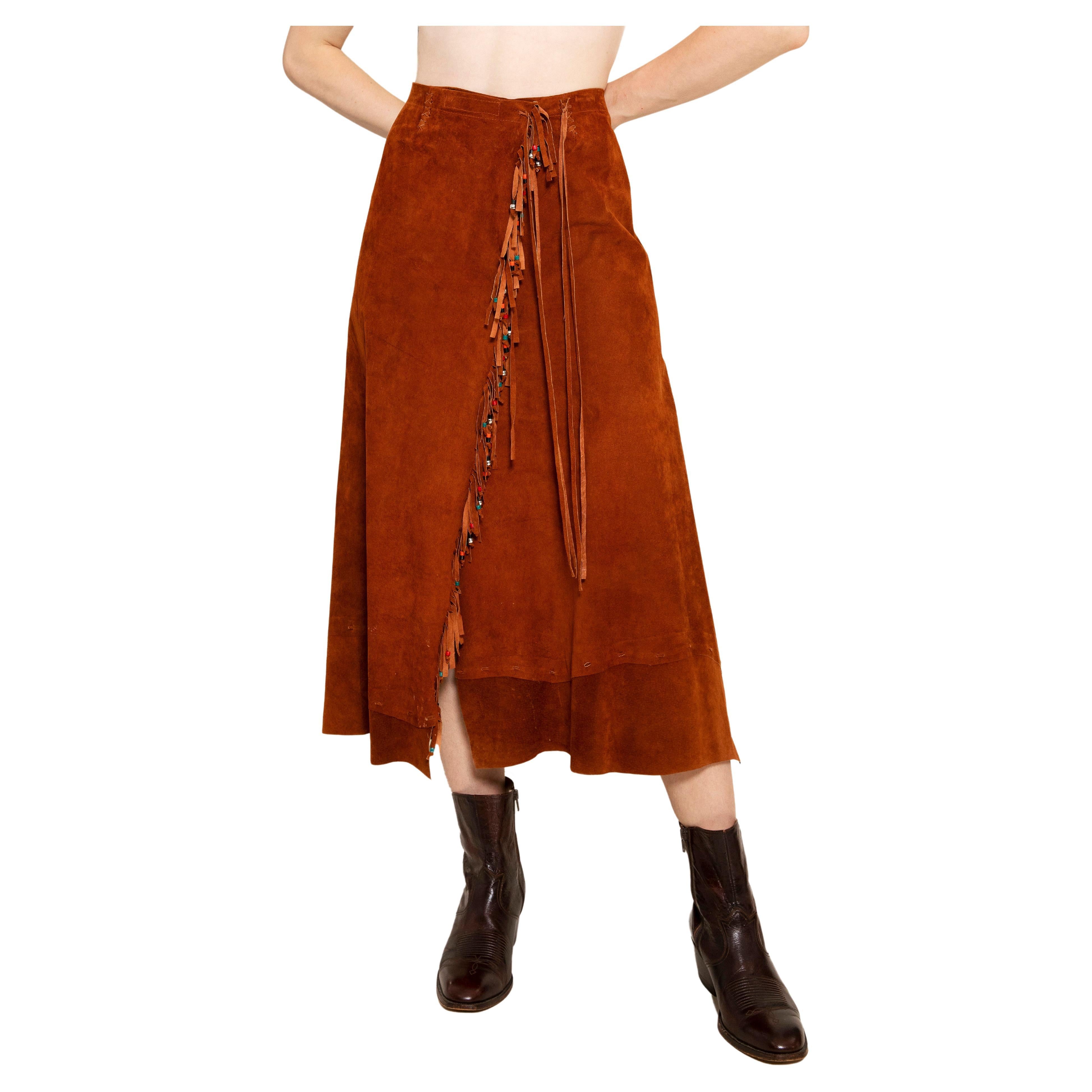 Pia Rucci Leather Fringe skirt For Sale