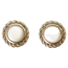 PIADORO Vintage gold-tone faux pearl circle baroque clip on earrings