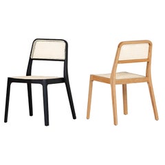 Piaf Stackable Chair in Hard Wood and Straw by Tiago Curioni, Brazilian Design