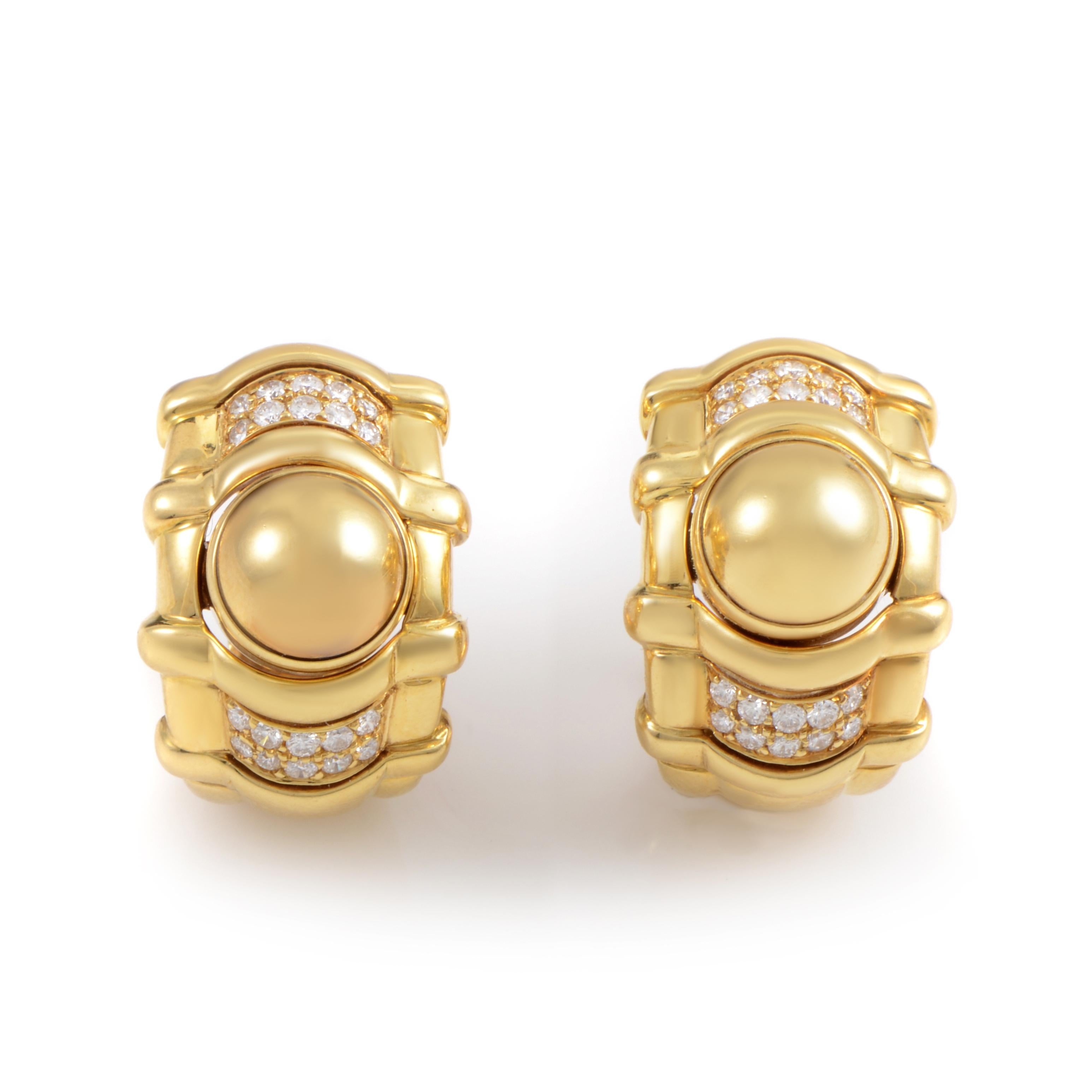 Women's Piaget, 0.80 Carat Diamond Yellow Gold Huggie Earrings