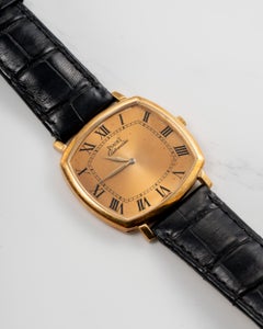 Piaget 12406 Champagne Sunburst Dial Cushion Shaped 18k YG 1970s Automatic