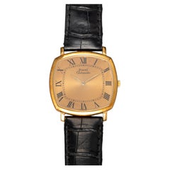 Piaget 12406 Champagne Sunburst Dial Cushion Shaped 18k YG 1970s Automatic