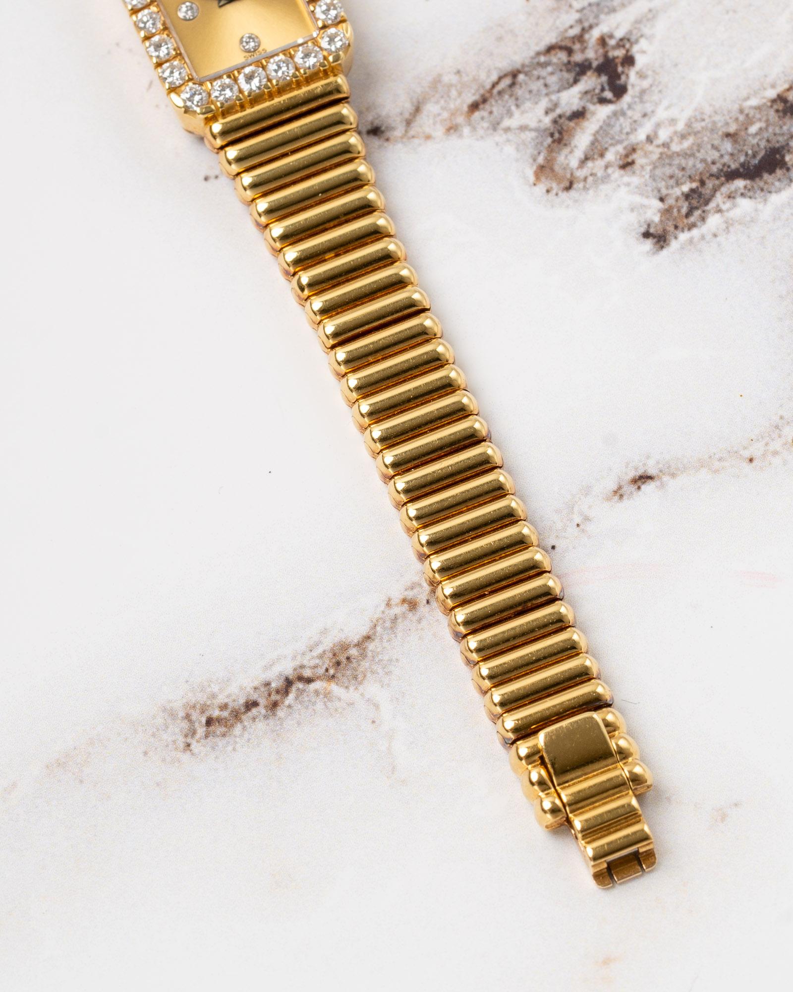 Piaget 15244 C510 Quadrante Champagne Bracciale Bullet Lunetta di diamanti 18k YG anni '80 in vendita 6