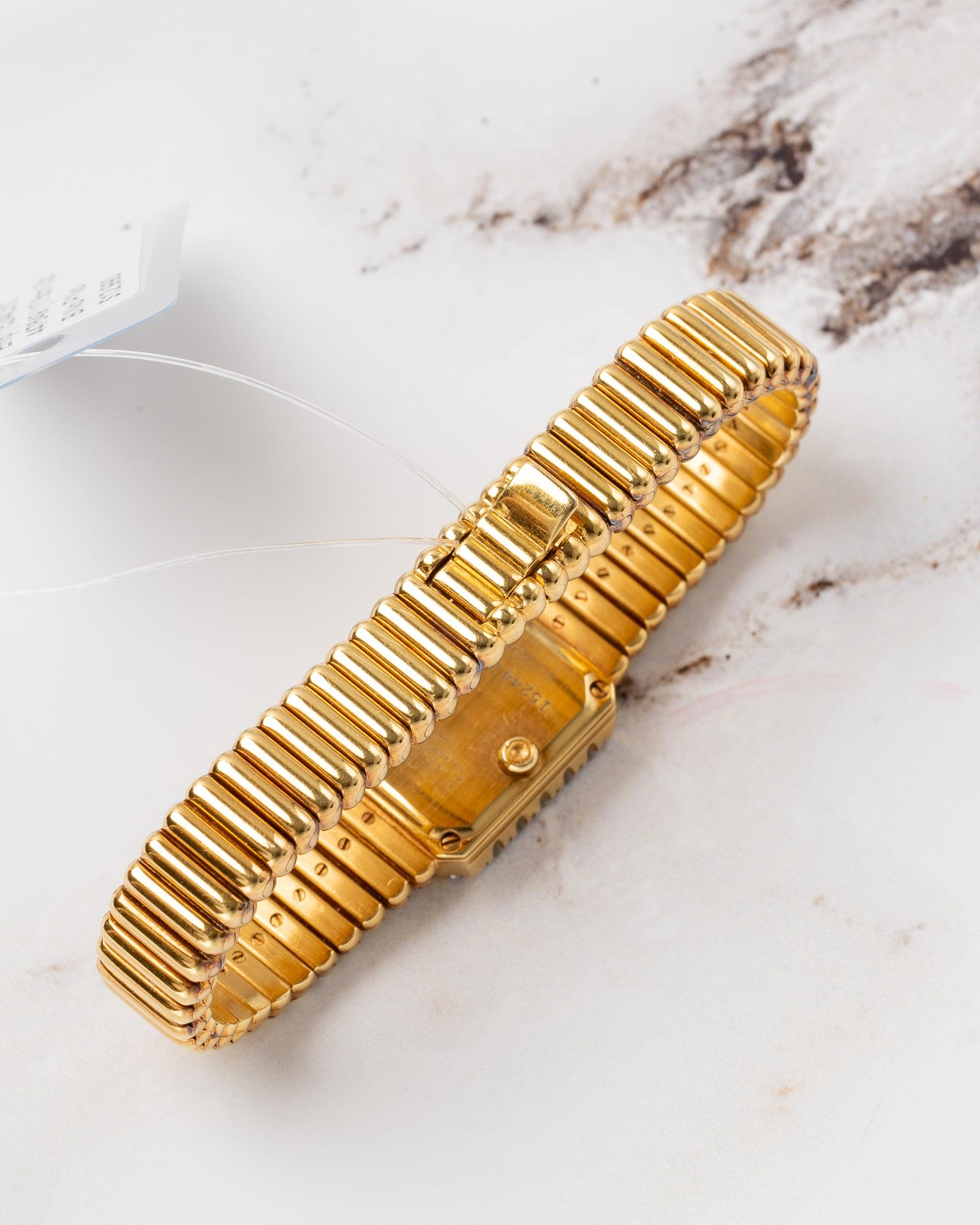 da uomo o donna Piaget 15244 C510 Quadrante Champagne Bracciale Bullet Lunetta di diamanti 18k YG anni '80 in vendita