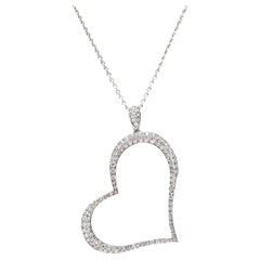 Piaget 1.53 Carats Pavé Diamond 18 Karat White Gold Large Open Heart Necklace