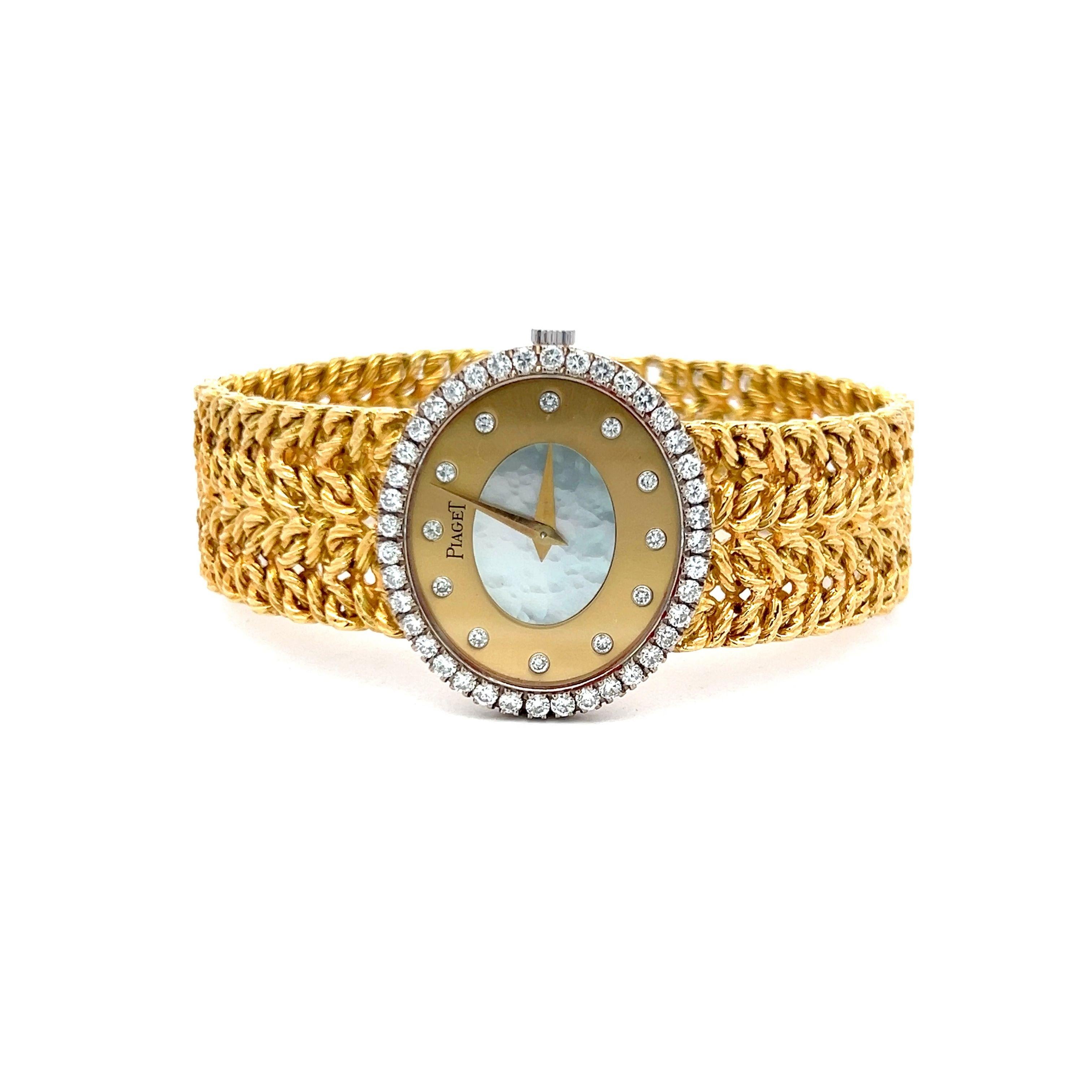 Taglio brillante Piaget 1,56 Carati Rotondi Brillanti G VS2 Diamante 18 Karati Oro Giallo Orologio da polso in vendita