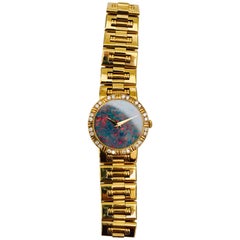 Retro Piaget 18 Karat Dancer with Opal Face and Diamond Bezel