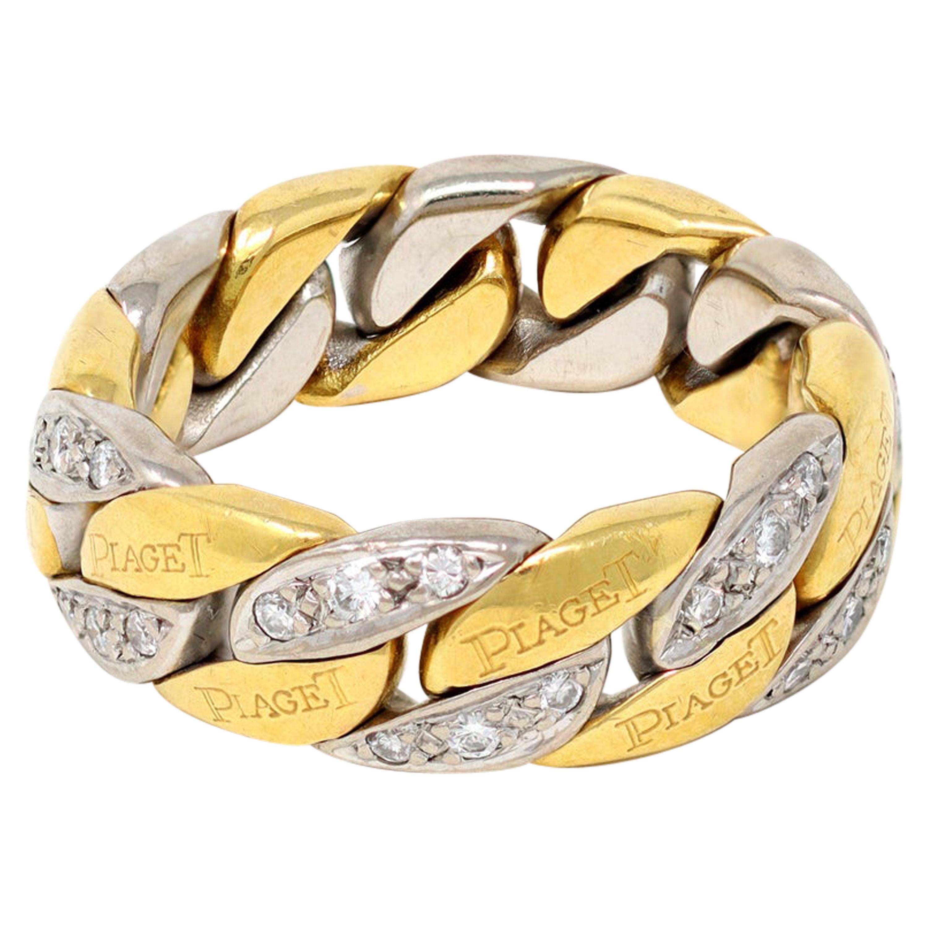 Piaget 18 Karat Duo Tone Flexible Diamond Link Ring