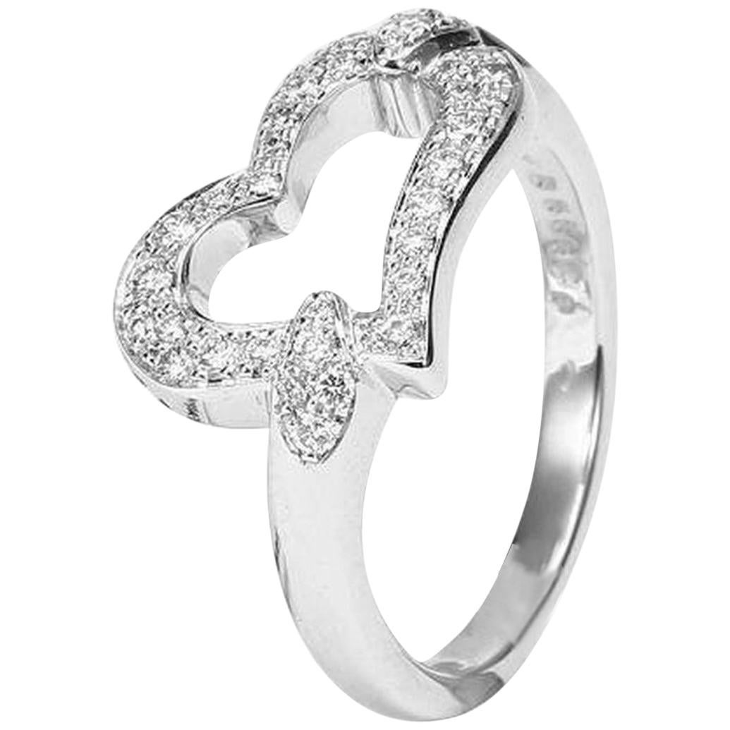 Piaget 18 Karat White Gold Heart Ring, Diamond For Sale