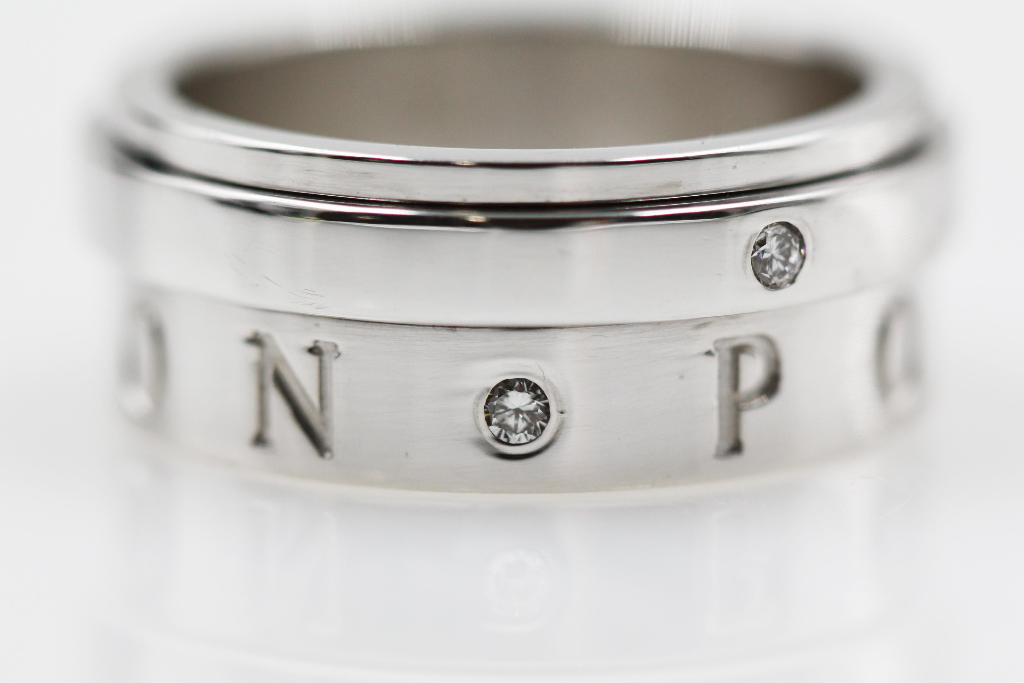 Piaget 18 Karat White Gold Possession 2 Diamonds Movable Ring For Sale 3