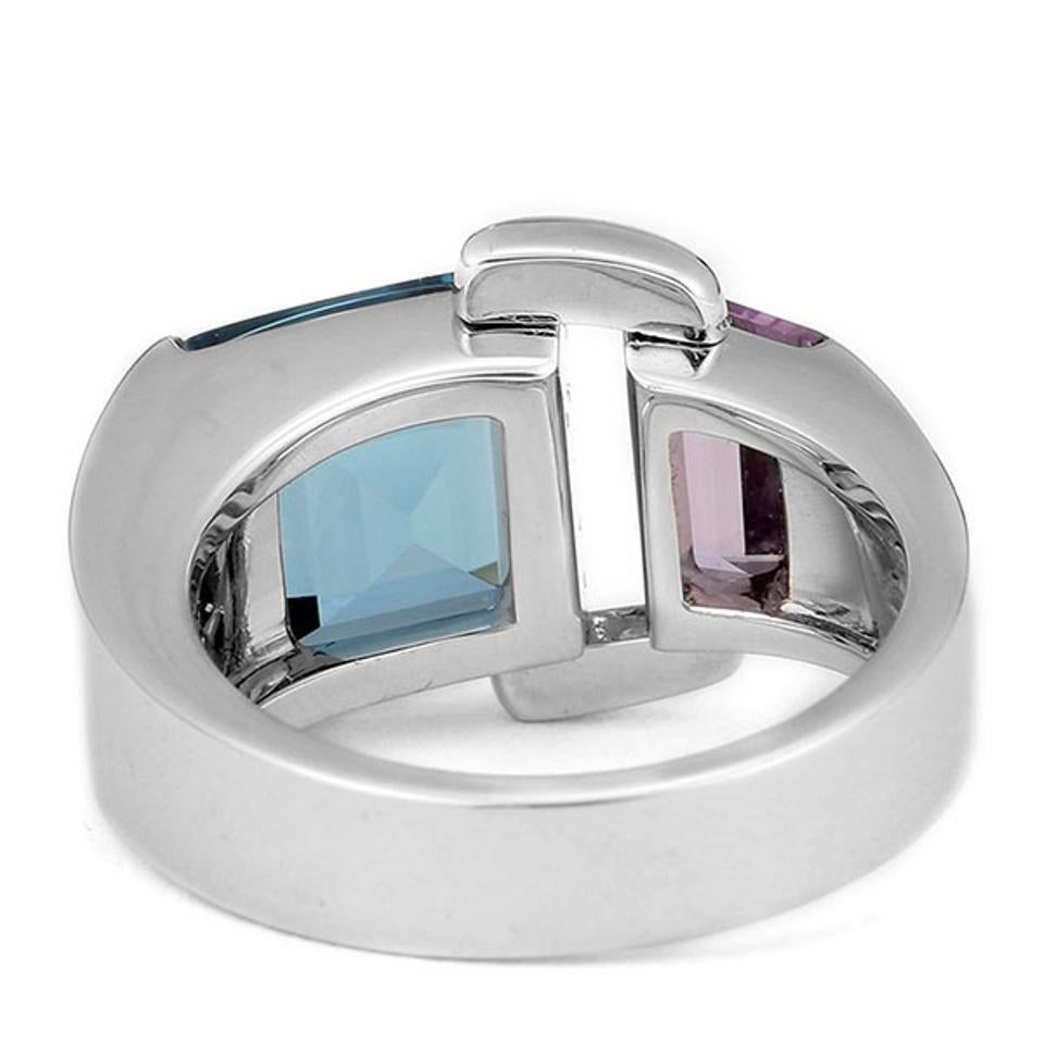 Women's Piaget 18 Karat White Gold Topaz Amethyst Diamonds Ring For Sale