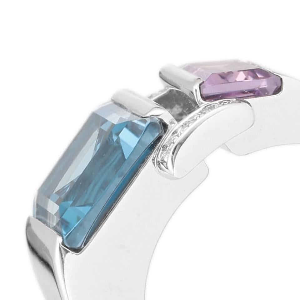 Piaget 18 Karat White Gold Topaz Amethyst Diamonds Ring For Sale 1