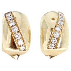 Piaget 18 Karat Yellow Gold and Diamond Huggie Hoop Earrings 0.50 Carat 15g