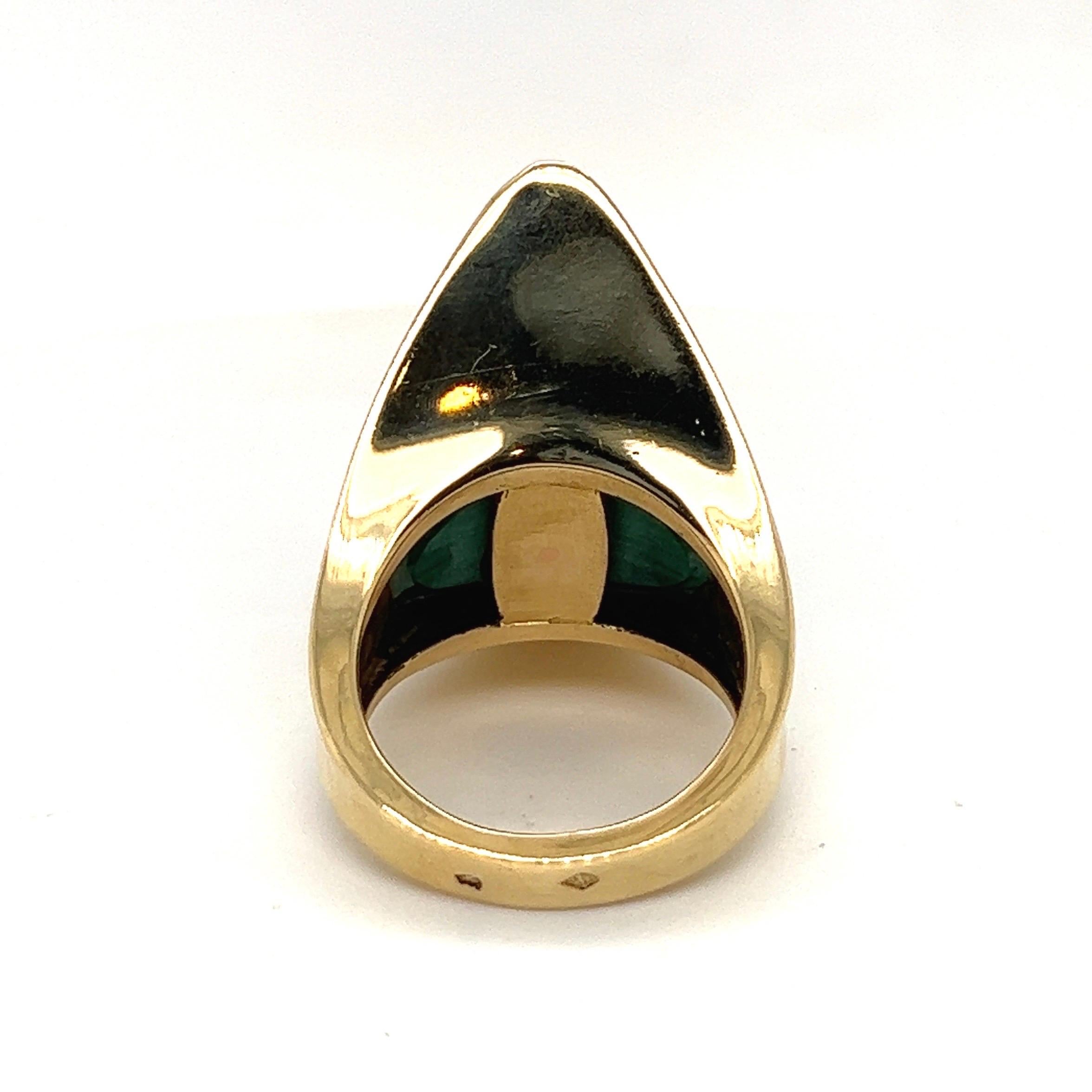 Piaget 18 Karat Yellow Gold and Malachite Cocktail Ring, circa 1970s In Good Condition For Sale In Zurich, CH