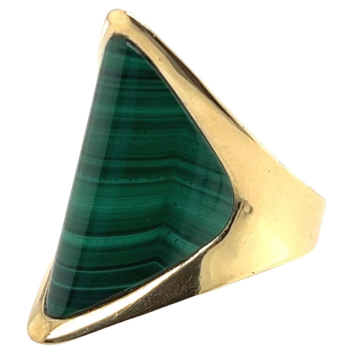 Piaget 18 Karat Yellow Gold and Malachite Cocktail Ring, circa 1970s For Sale