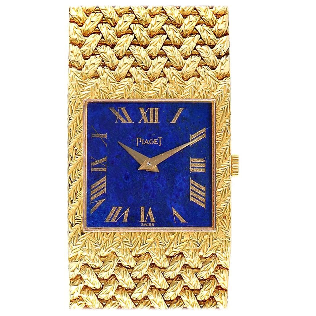 Piaget 18 Karat Yellow Gold Blue Lapis Lazuli Dial Vintage Men's Watch