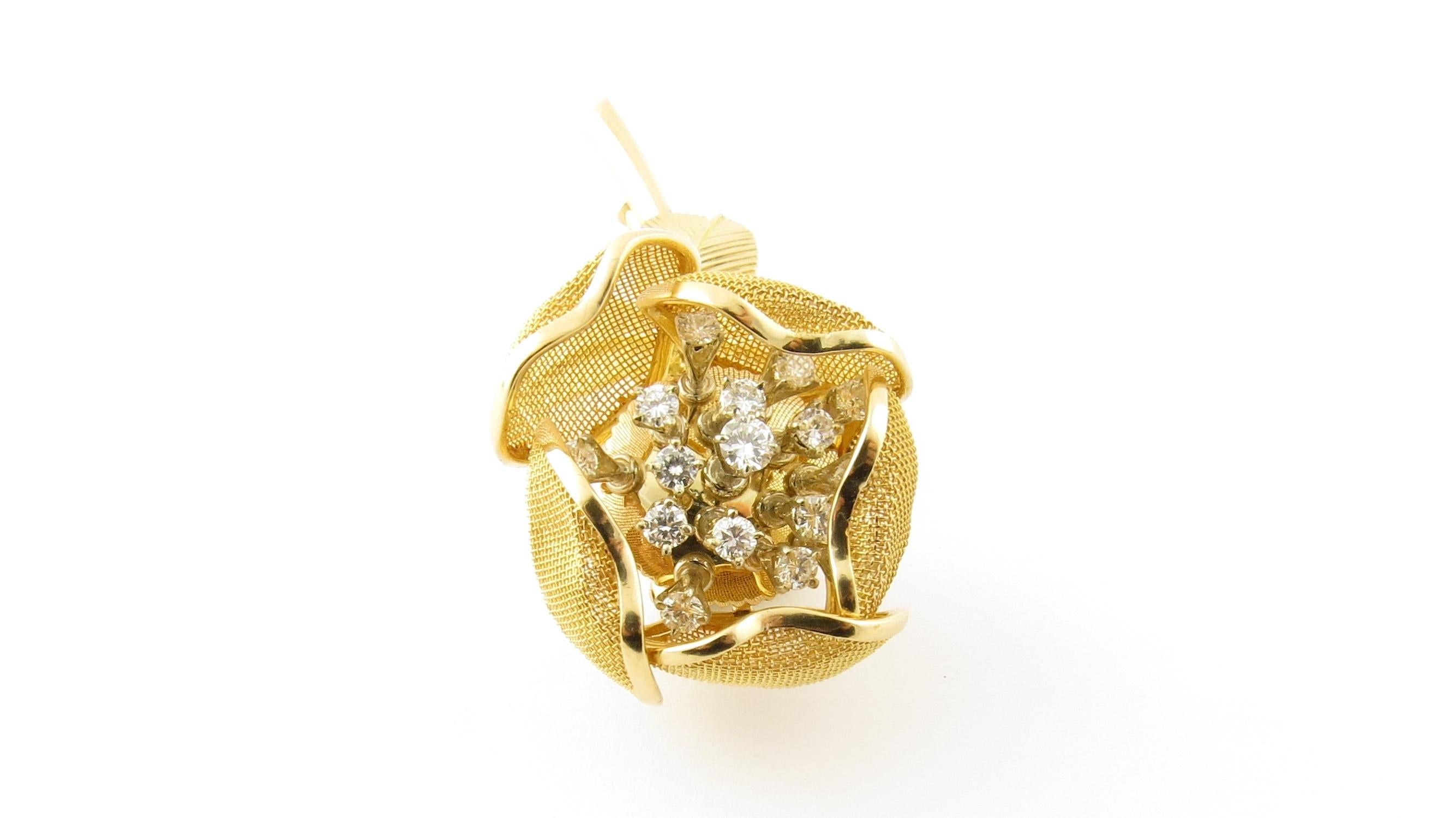 Round Cut Piaget 18 Karat Yellow Gold Diamond and Ruby Tremblant Flower Brooch