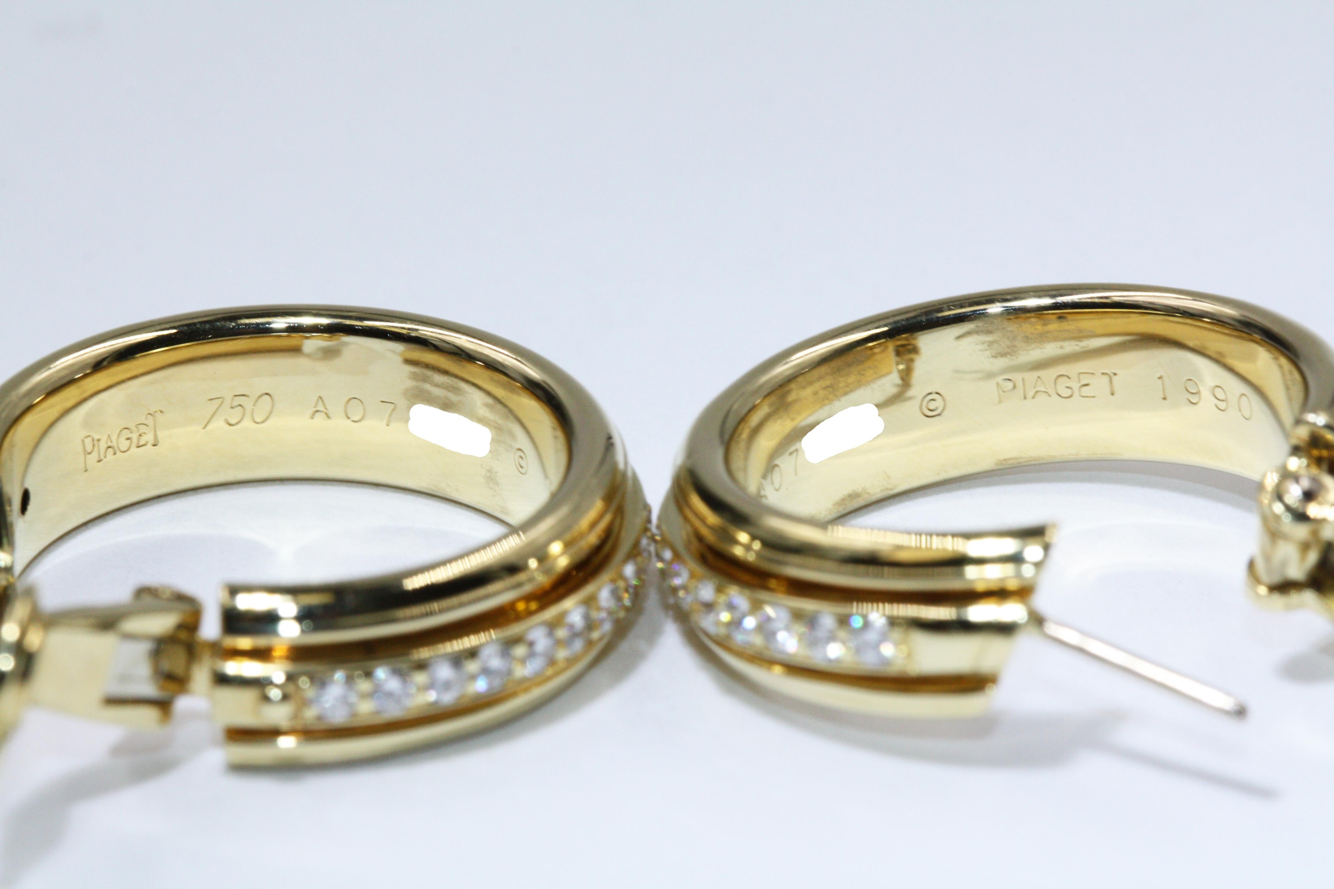 Piaget 18 Karat Yellow Gold Diamond Earrings For Sale 2