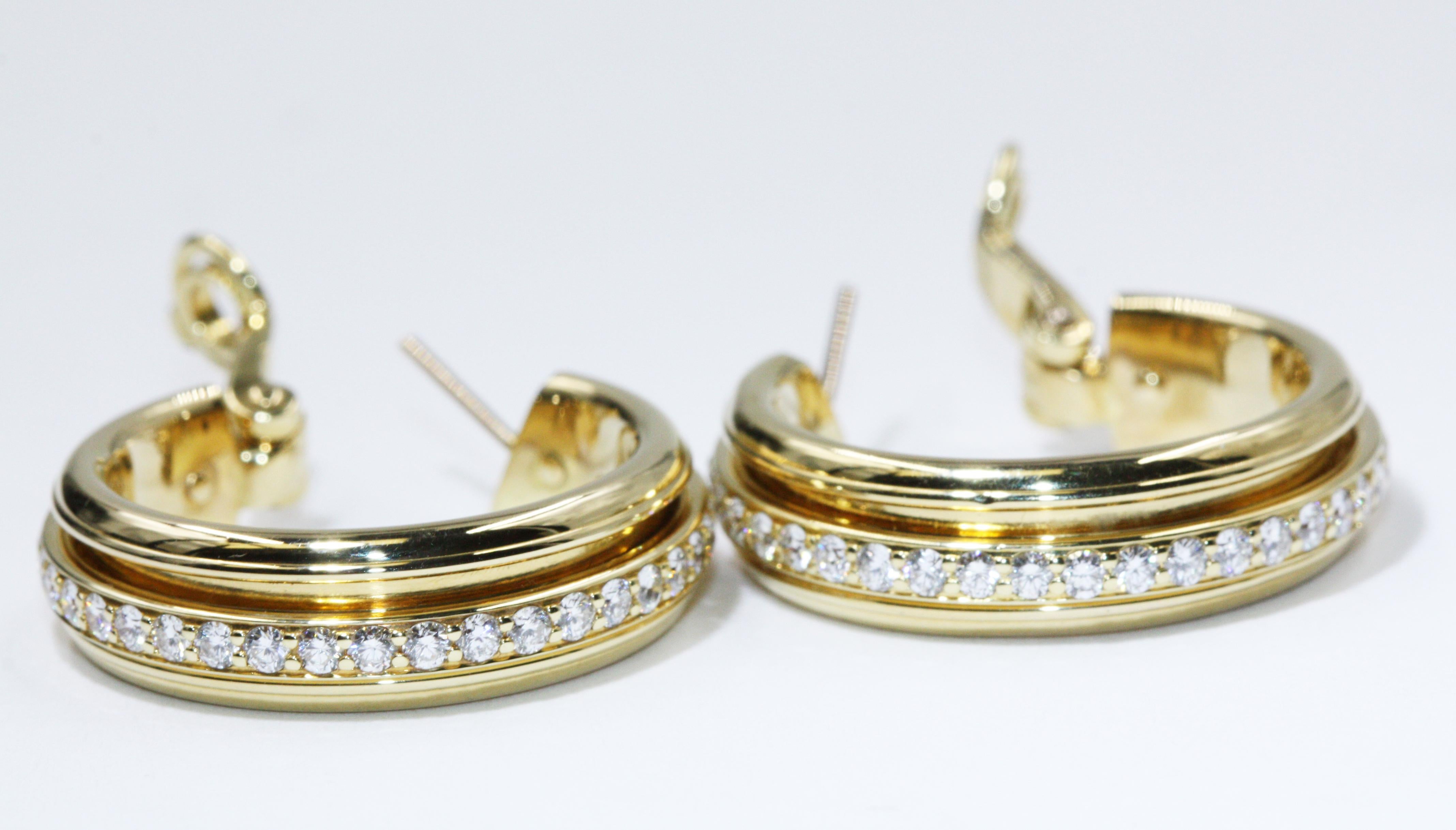 Piaget 18 Karat Yellow Gold Diamond Earrings For Sale 3