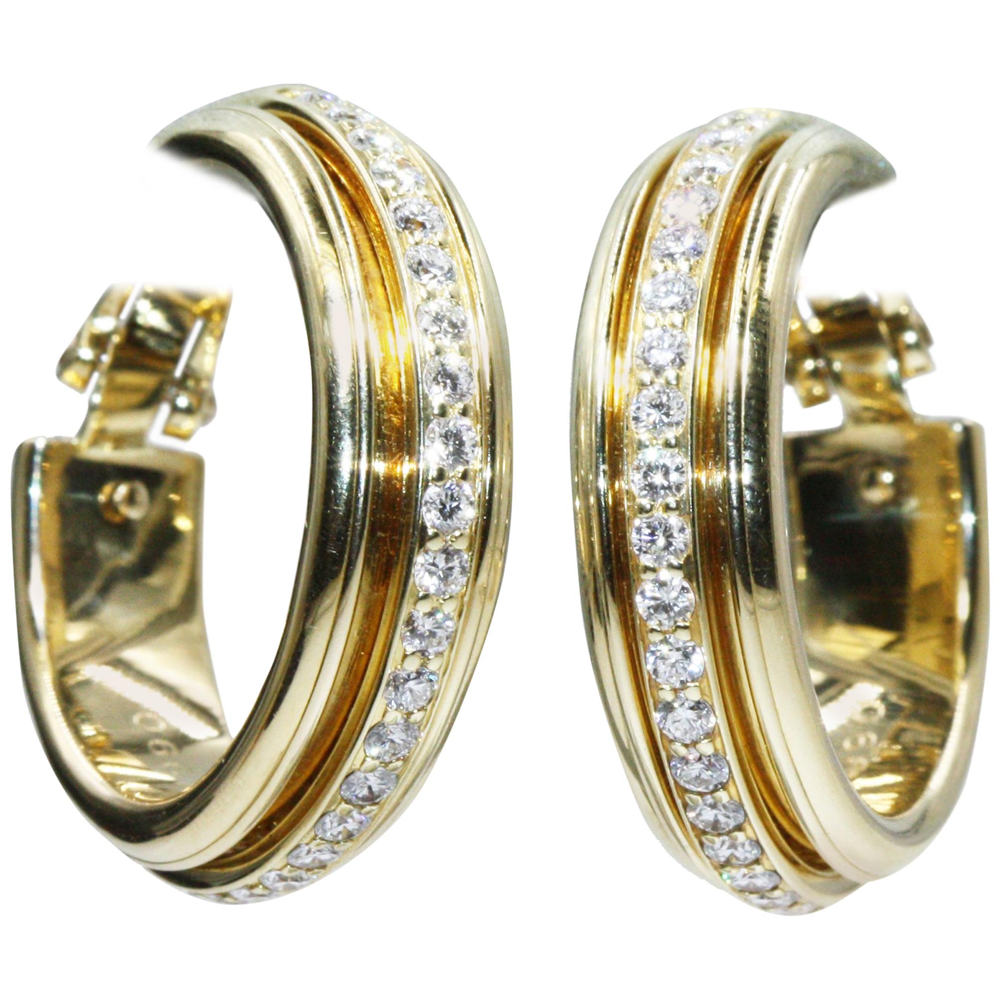Piaget 18 Karat Yellow Gold Diamond Earrings For Sale