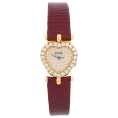 Vintage Piaget 18 Karat Yellow Gold Heart Shaped Watch