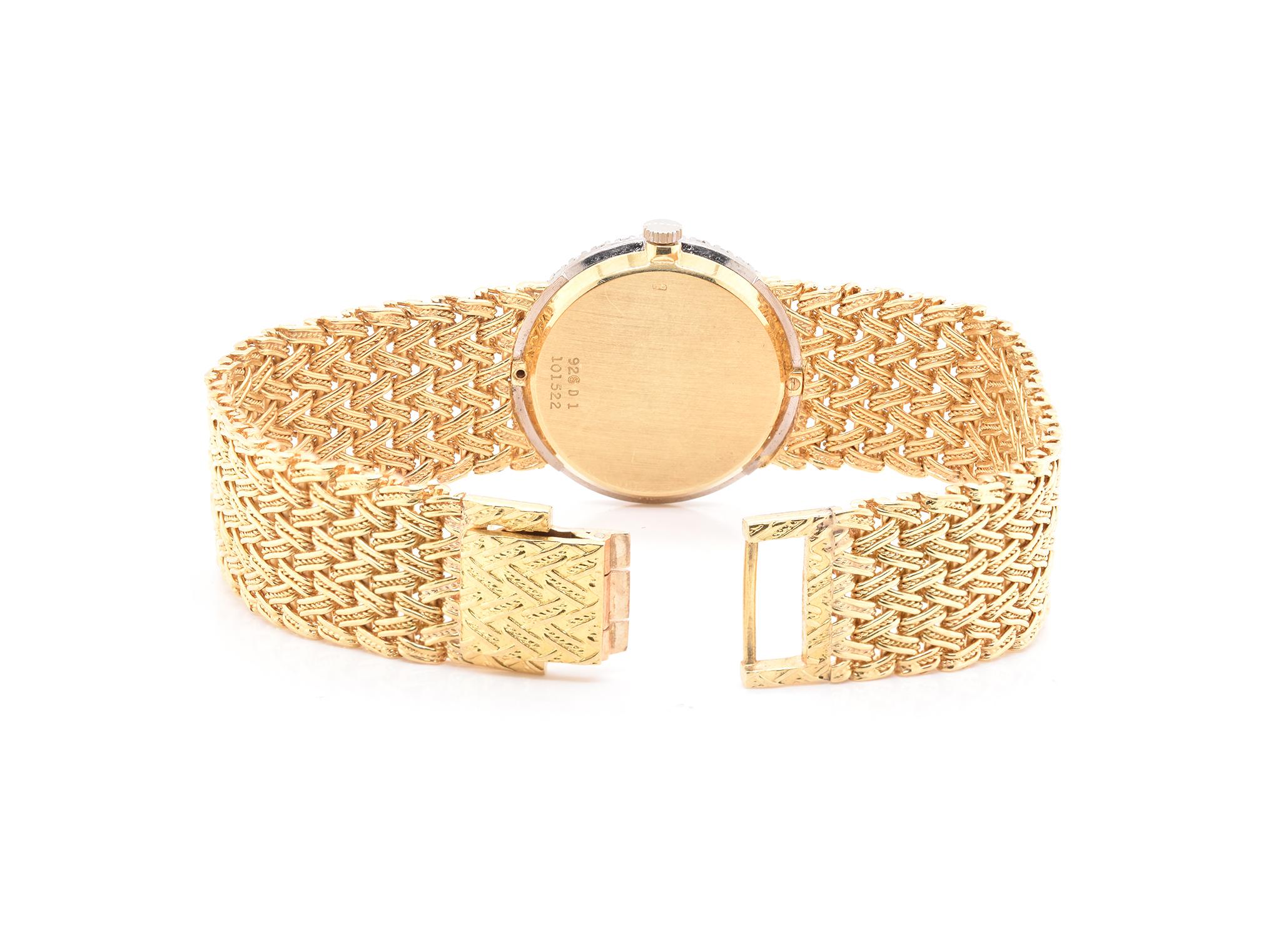 Piaget 18 Karat Yellow Gold Ladies Vintage Diamond Mesh Watch In Excellent Condition In Scottsdale, AZ