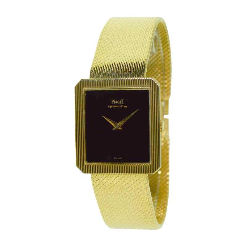 Women's or Men's Piaget 18 Karat Yellow Gold Quartz Dress Style Bracelet Watch, circa 1970s