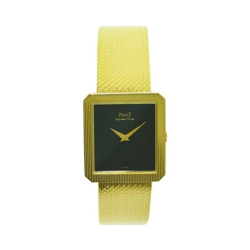 Piaget 18 Karat Yellow Gold Quartz Dress Style Bracelet Watch, circa 1970s In Excellent Condition In Long Beach, CA