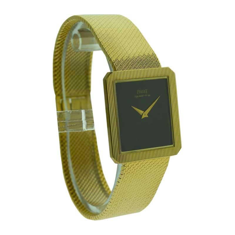 Piaget 18 Karat Yellow Gold Quartz Dress Style Bracelet Watch, circa 1970s 2