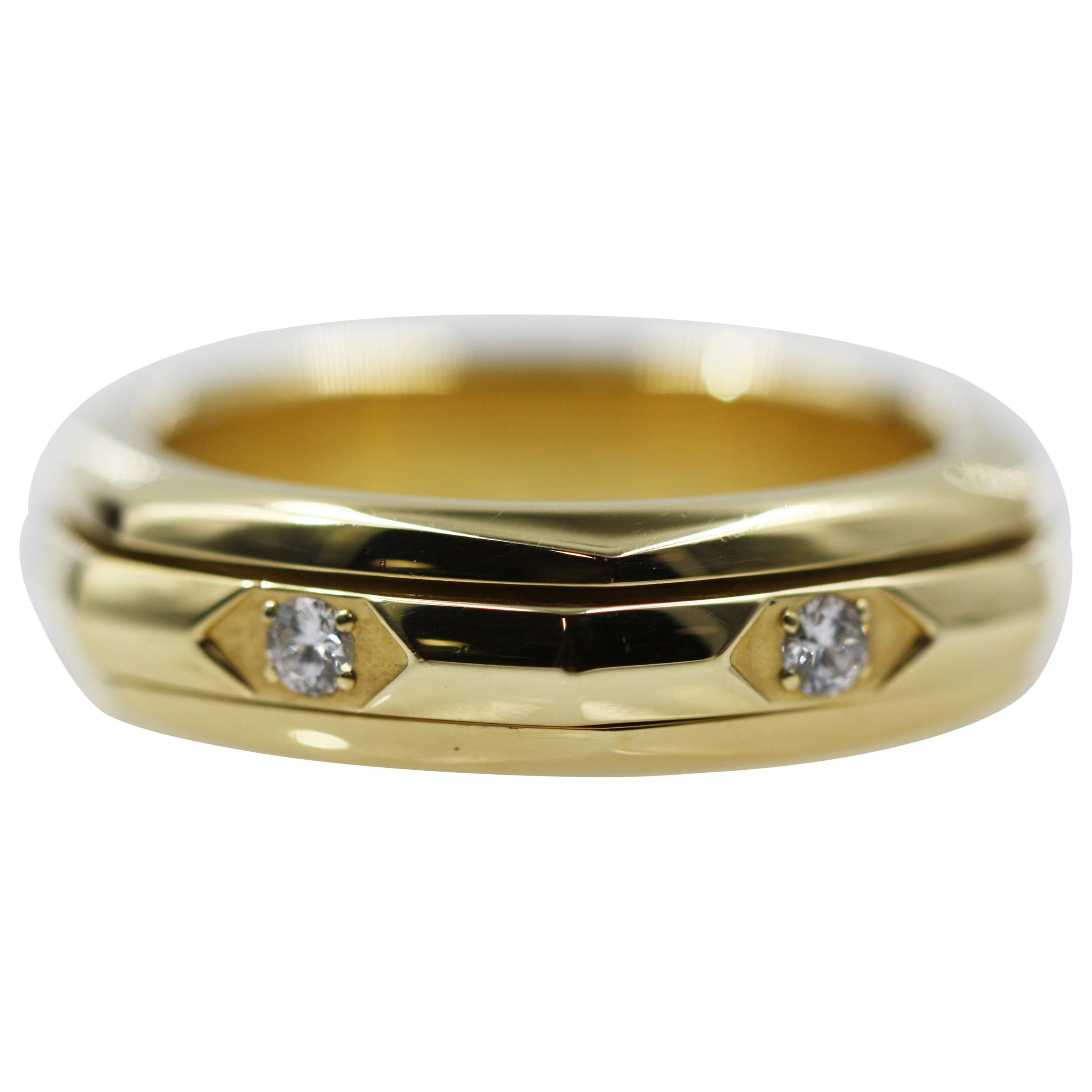 Piaget 18 Karat Yellow Gold Top Wesselton Movable Ring with 6 Diamonds For Sale